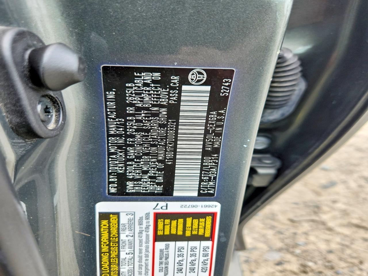 2013 Toyota Camry Hybrid Xle Gray vin: 4T1BD1FK7DU083321