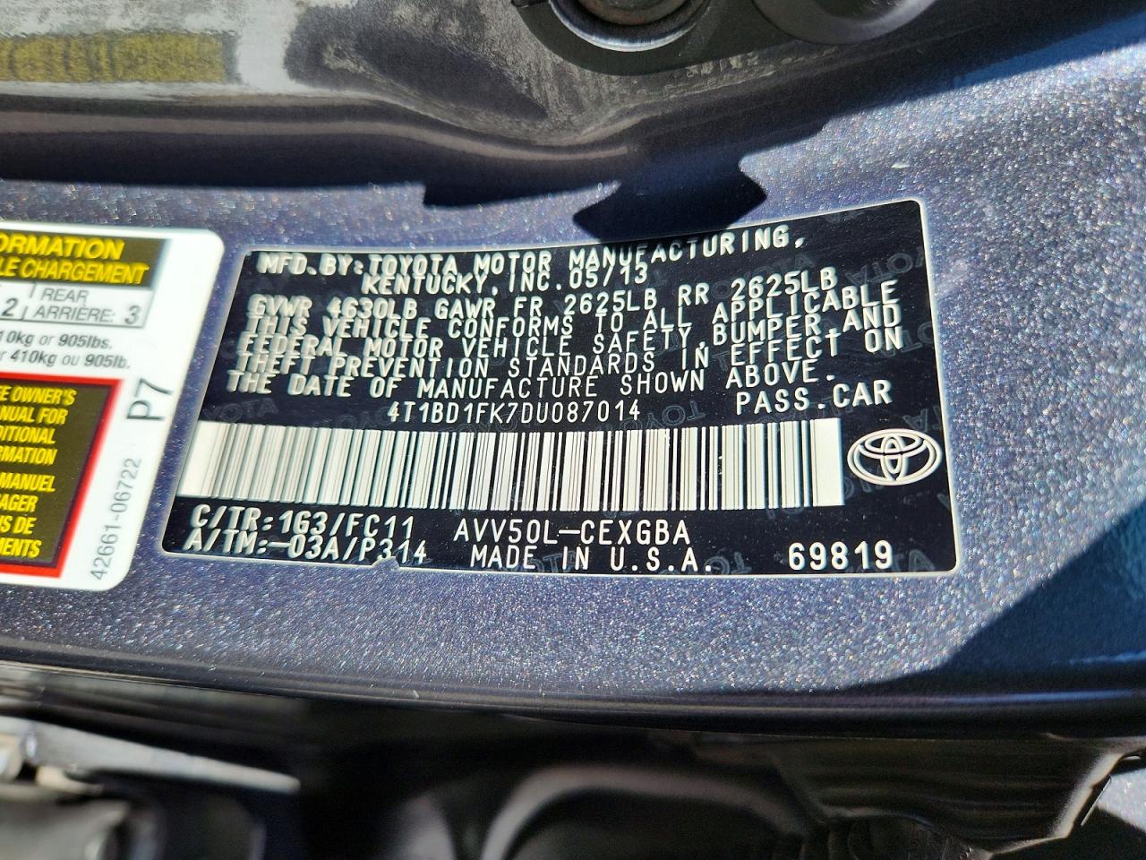2013 Toyota Camry Hybrid Xle Gray vin: 4T1BD1FK7DU087014