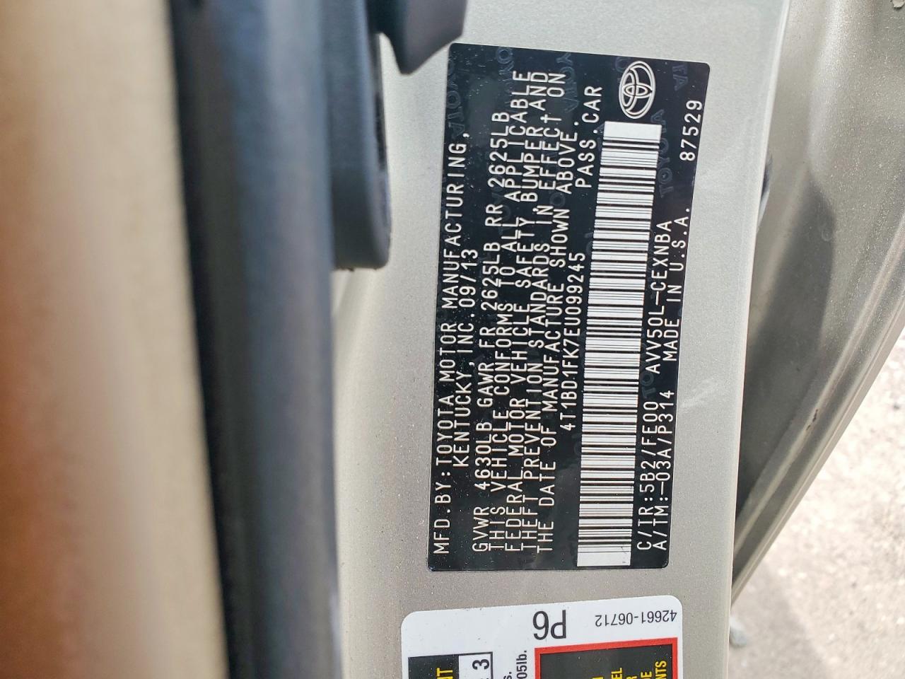 2014 Toyota Camry Hybrid Le Silver vin: 4T1BD1FK7EU099245