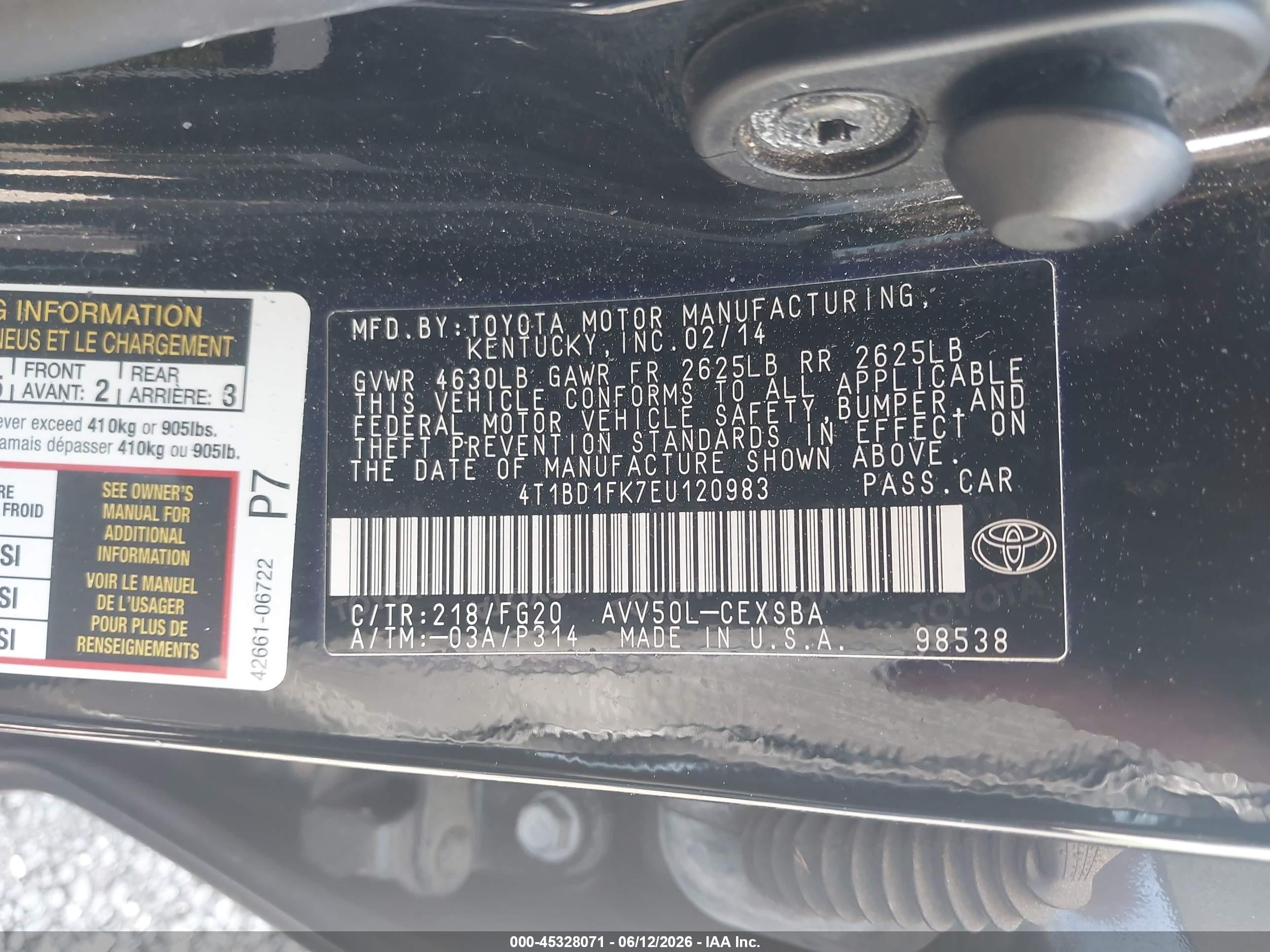 2014 Toyota Camry Hybrid Se Limited Edition Black vin: 4T1BD1FK7EU120983