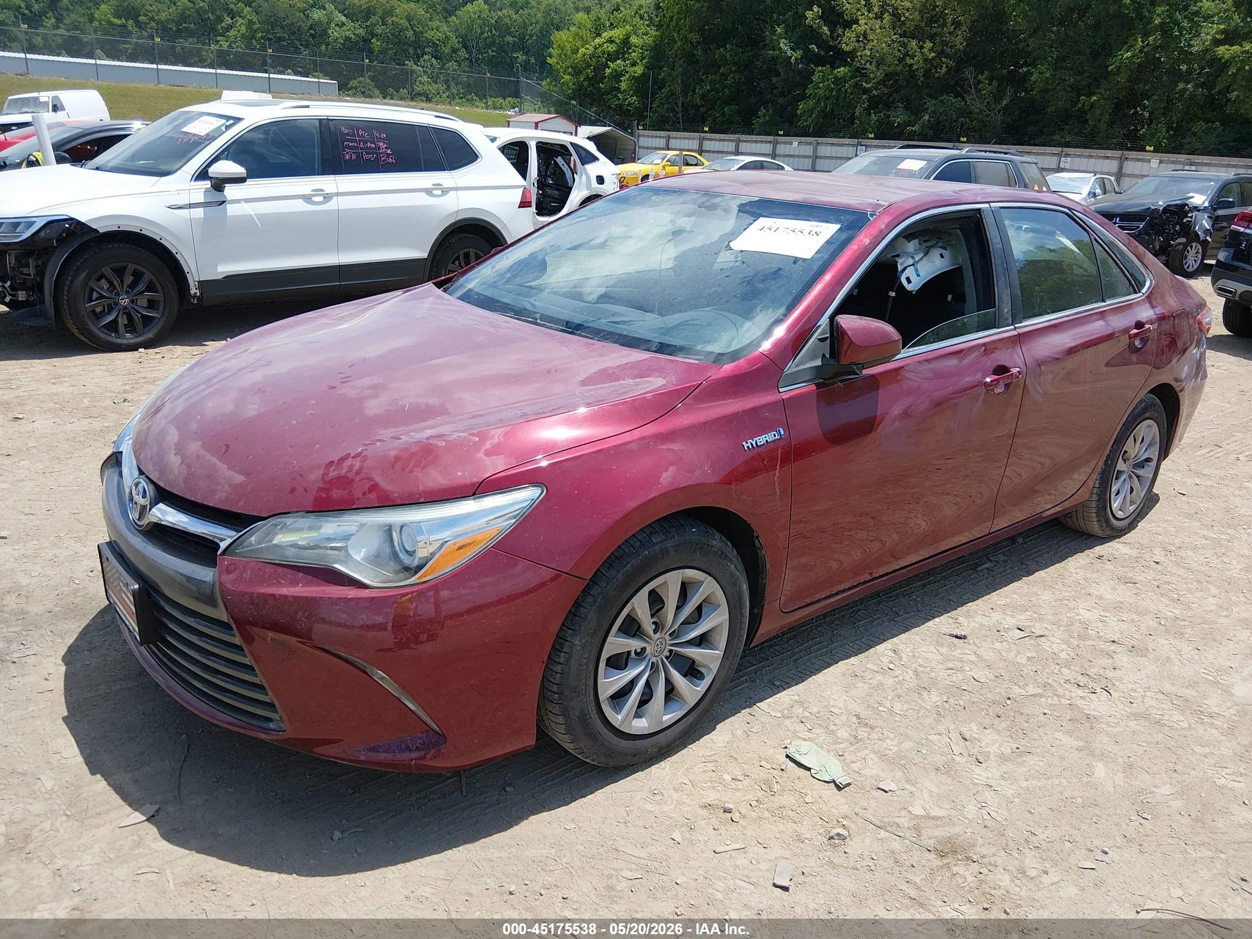 2015 Toyota Camry Hybrid Le Темно-бордовый vin: 4T1BD1FK7FU145867