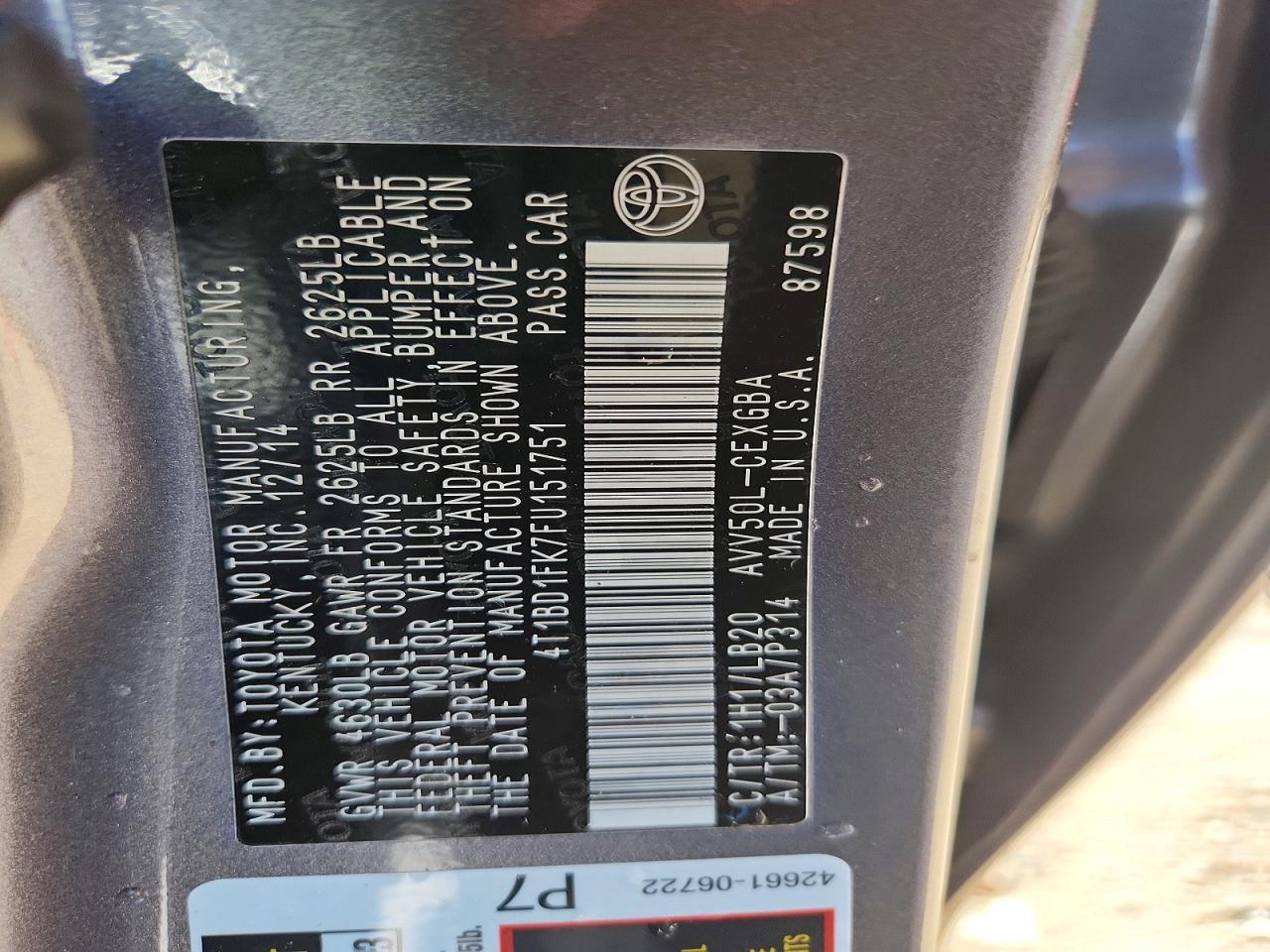 2015 Toyota Camry Hybrid Xle Gray vin: 4T1BD1FK7FU151751