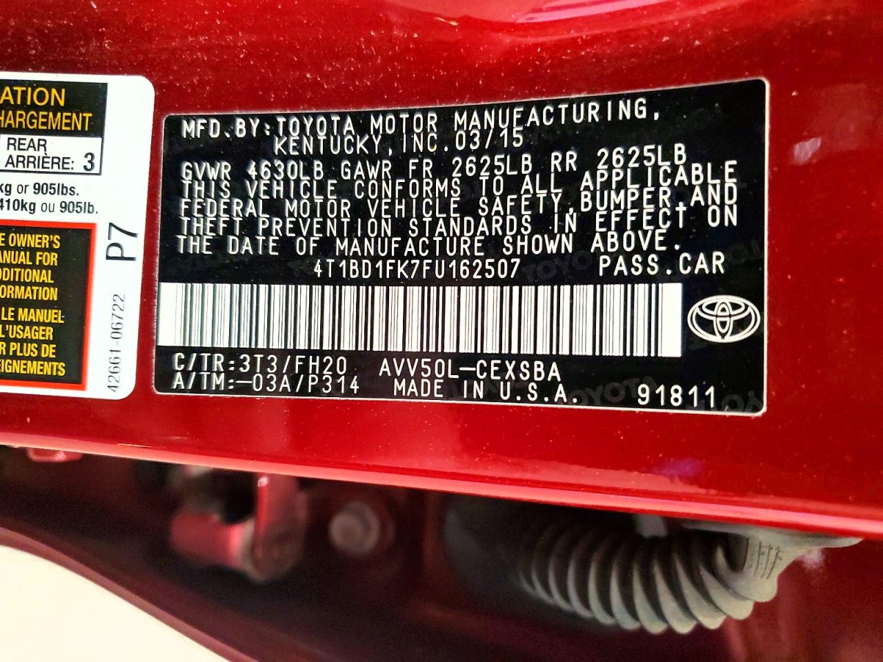 2015 Toyota Camry Hybrid Se Красный vin: 4T1BD1FK7FU162507