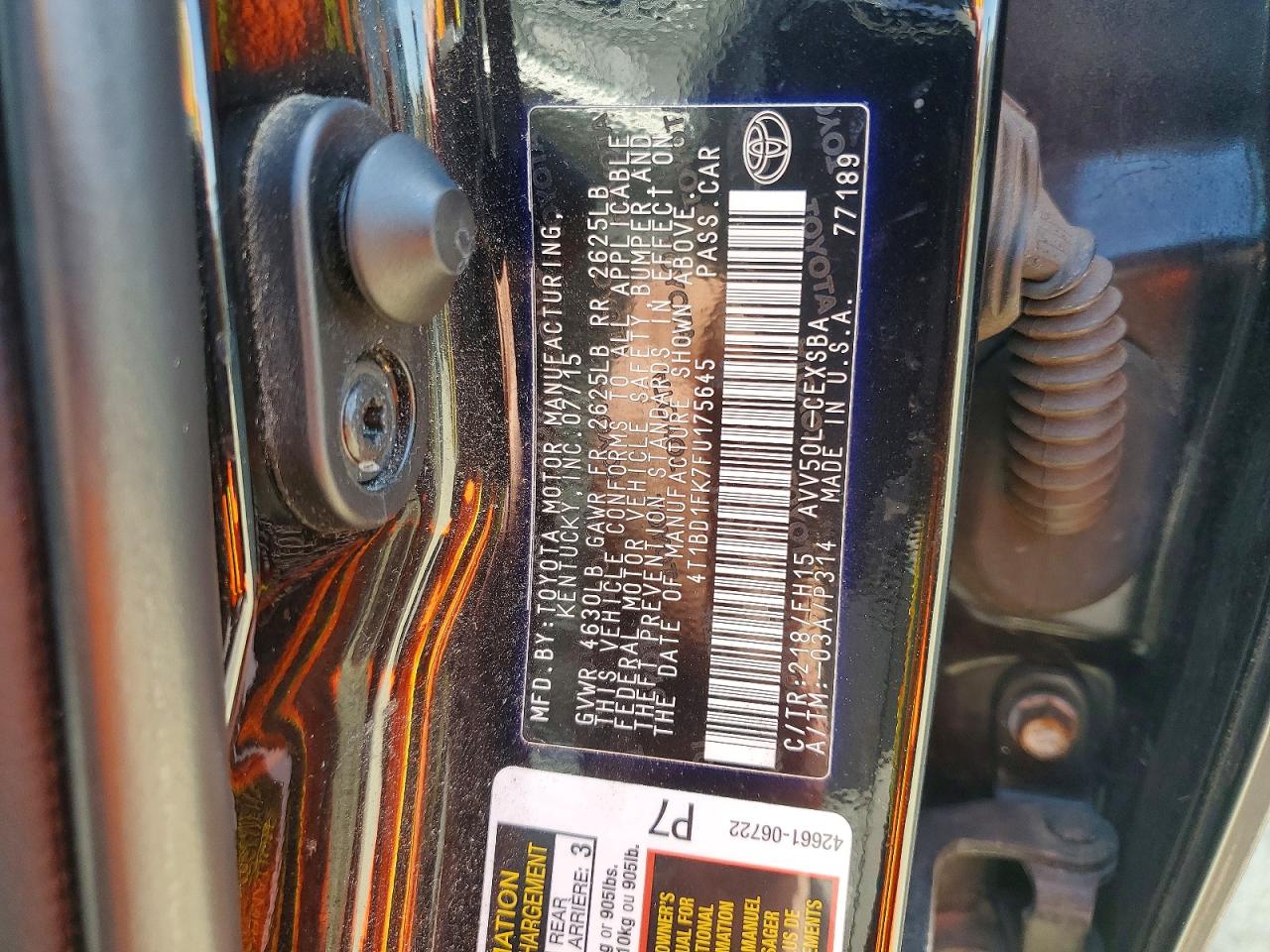 2015 Toyota Camry Hybrid Se Черный vin: 4T1BD1FK7FU175645