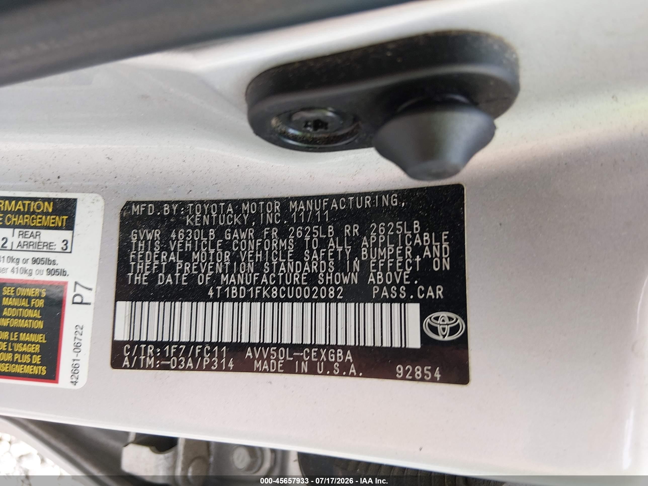 2012 Toyota Camry Hybrid Xle Silver vin: 4T1BD1FK8CU002082