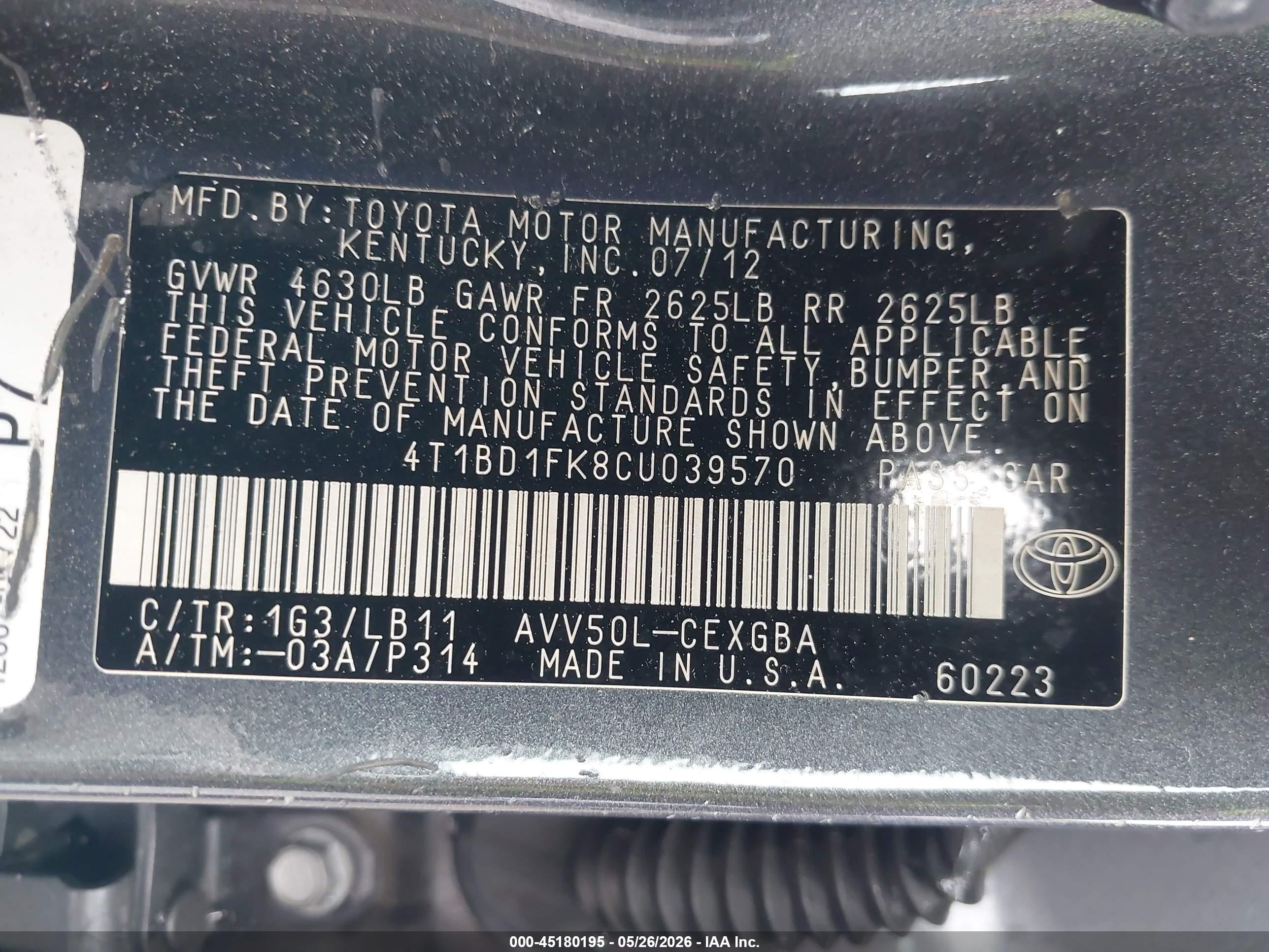 2012 Toyota Camry Hybrid Xle Gray vin: 4T1BD1FK8CU039570