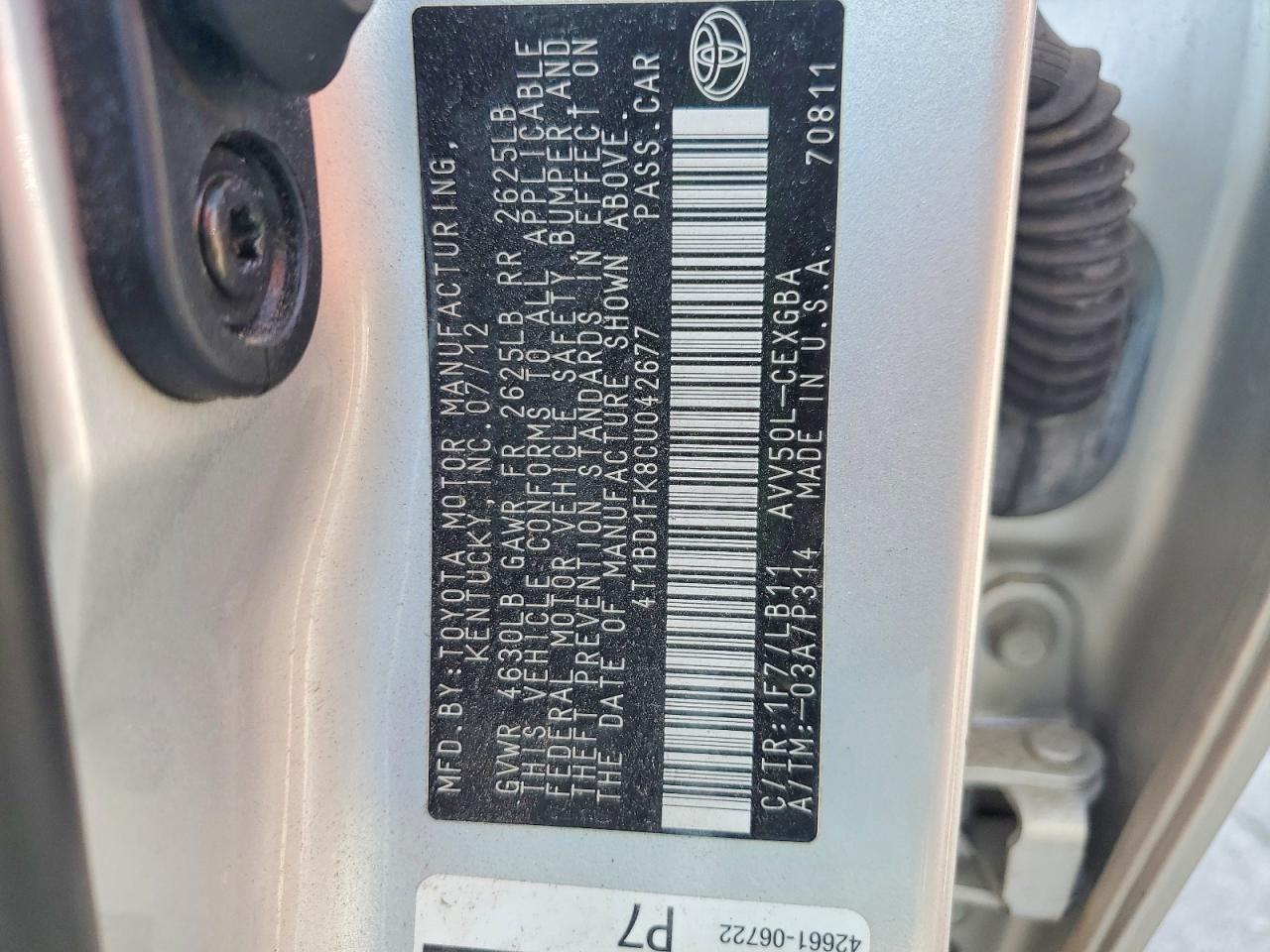 2012 Toyota Camry Hybrid Xle Silver vin: 4T1BD1FK8CU042677