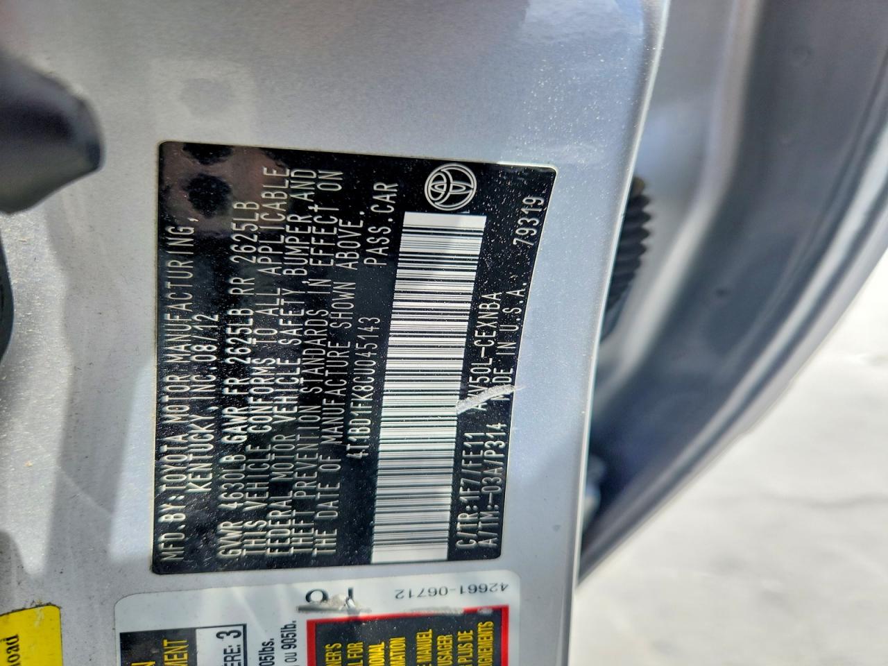 2012 Toyota Camry Hybrid Le Silver vin: 4T1BD1FK8CU045143