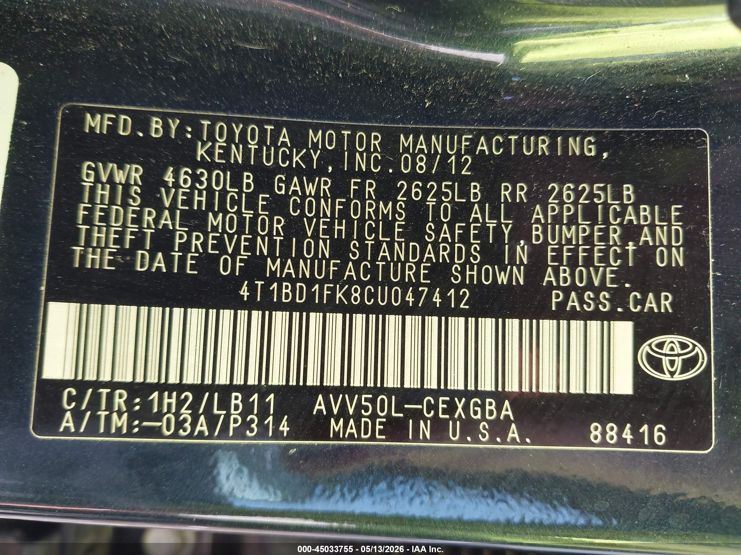 2012 Toyota Camry Hybrid Xle Черный vin: 4T1BD1FK8CU047412