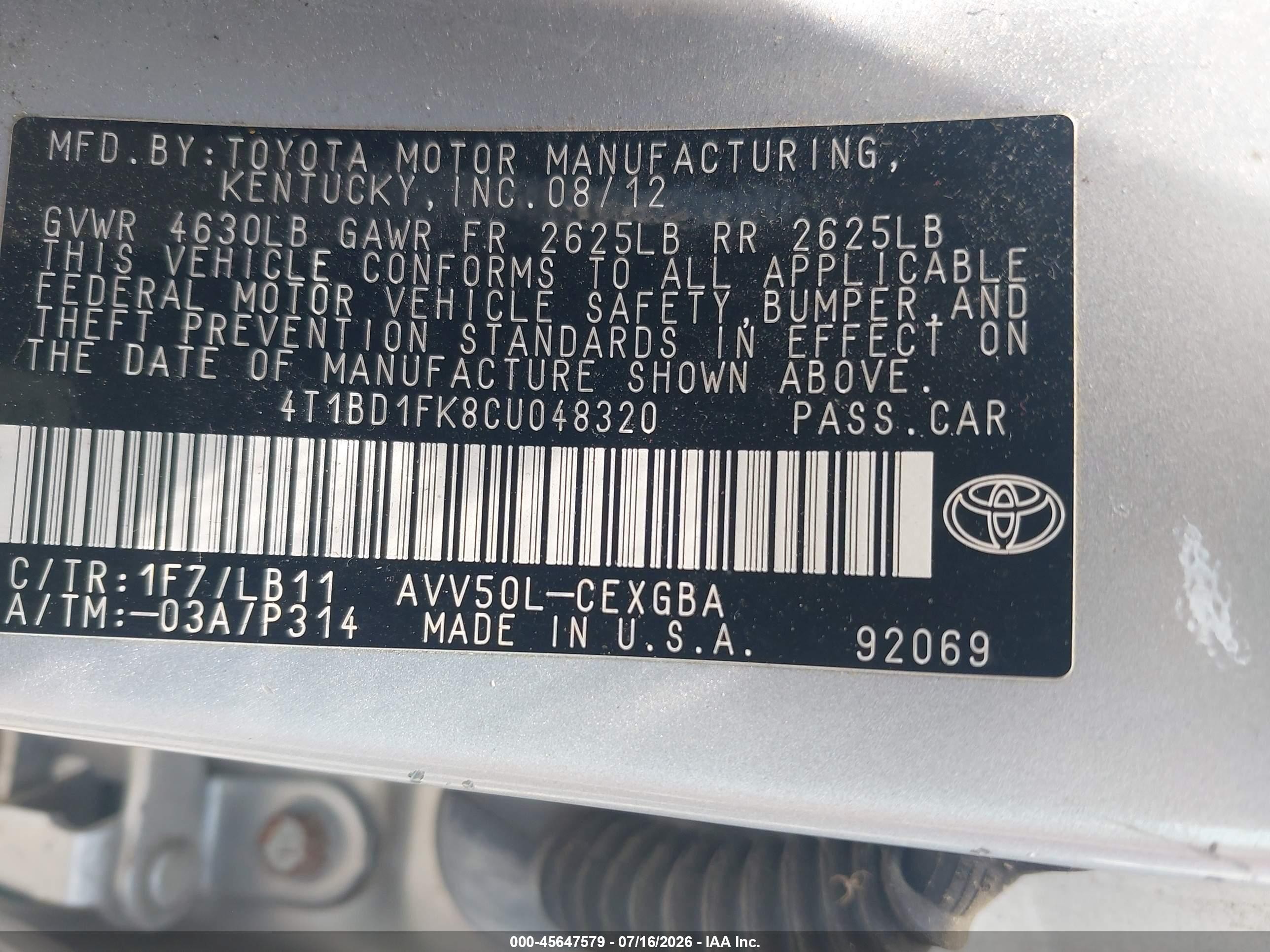 2012 Toyota Camry Hybrid Xle Silver vin: 4T1BD1FK8CU048320