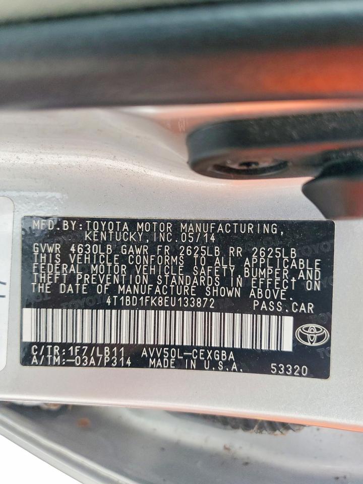 2014 Toyota Camry Hybrid Xle Серебряный vin: 4T1BD1FK8EU133872