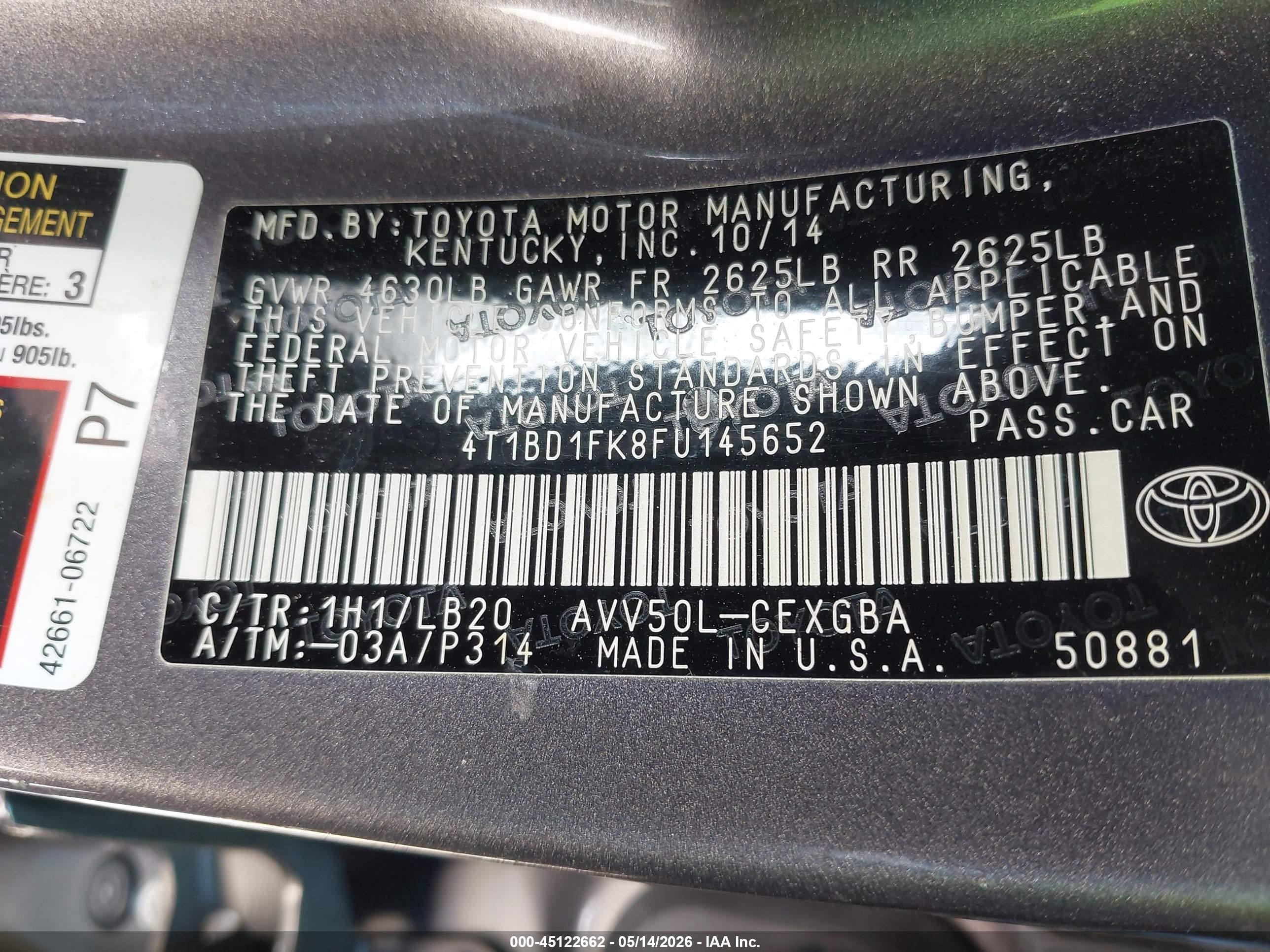 2015 Toyota Camry Hybrid Xle Gray vin: 4T1BD1FK8FU145652