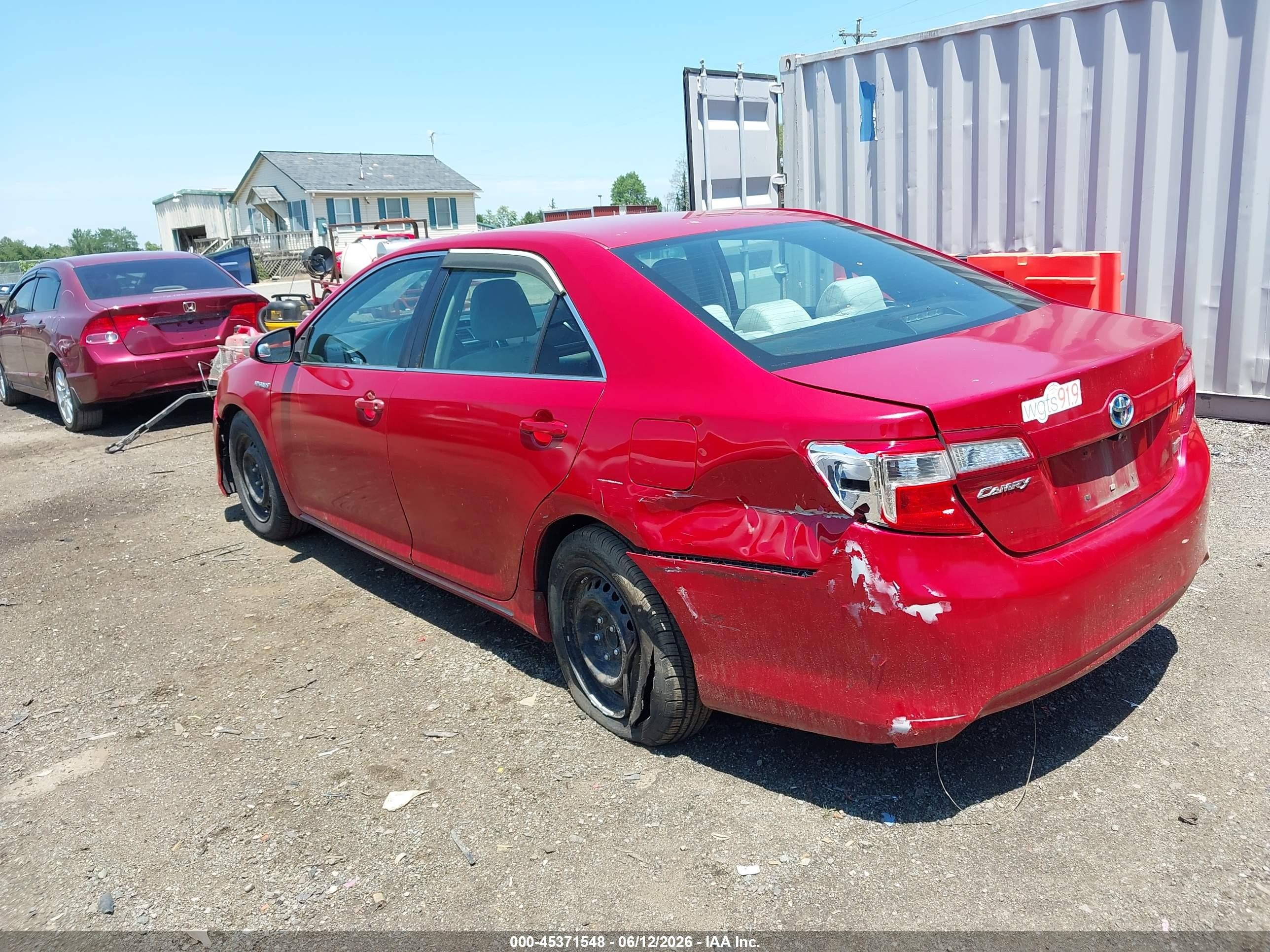 2012 Toyota Camry Hybrid Le Red vin: 4T1BD1FK9CU008912