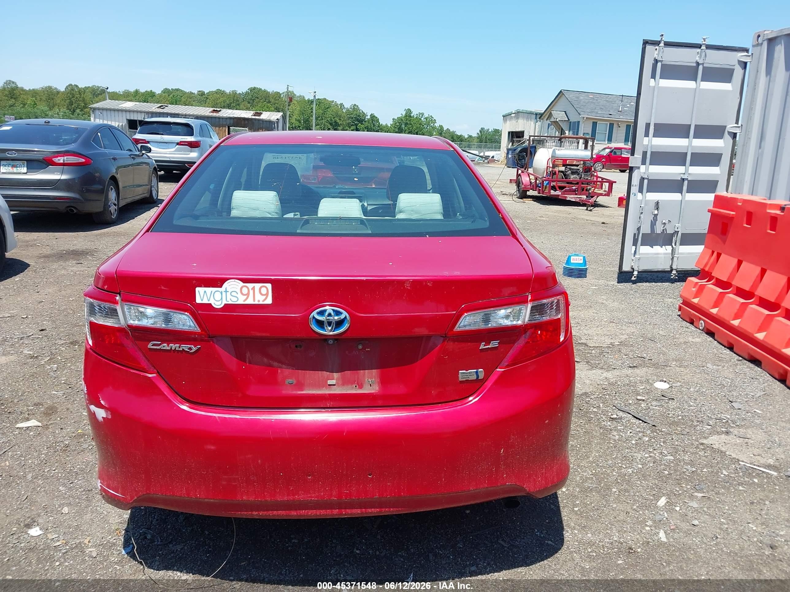 2012 Toyota Camry Hybrid Le Red vin: 4T1BD1FK9CU008912
