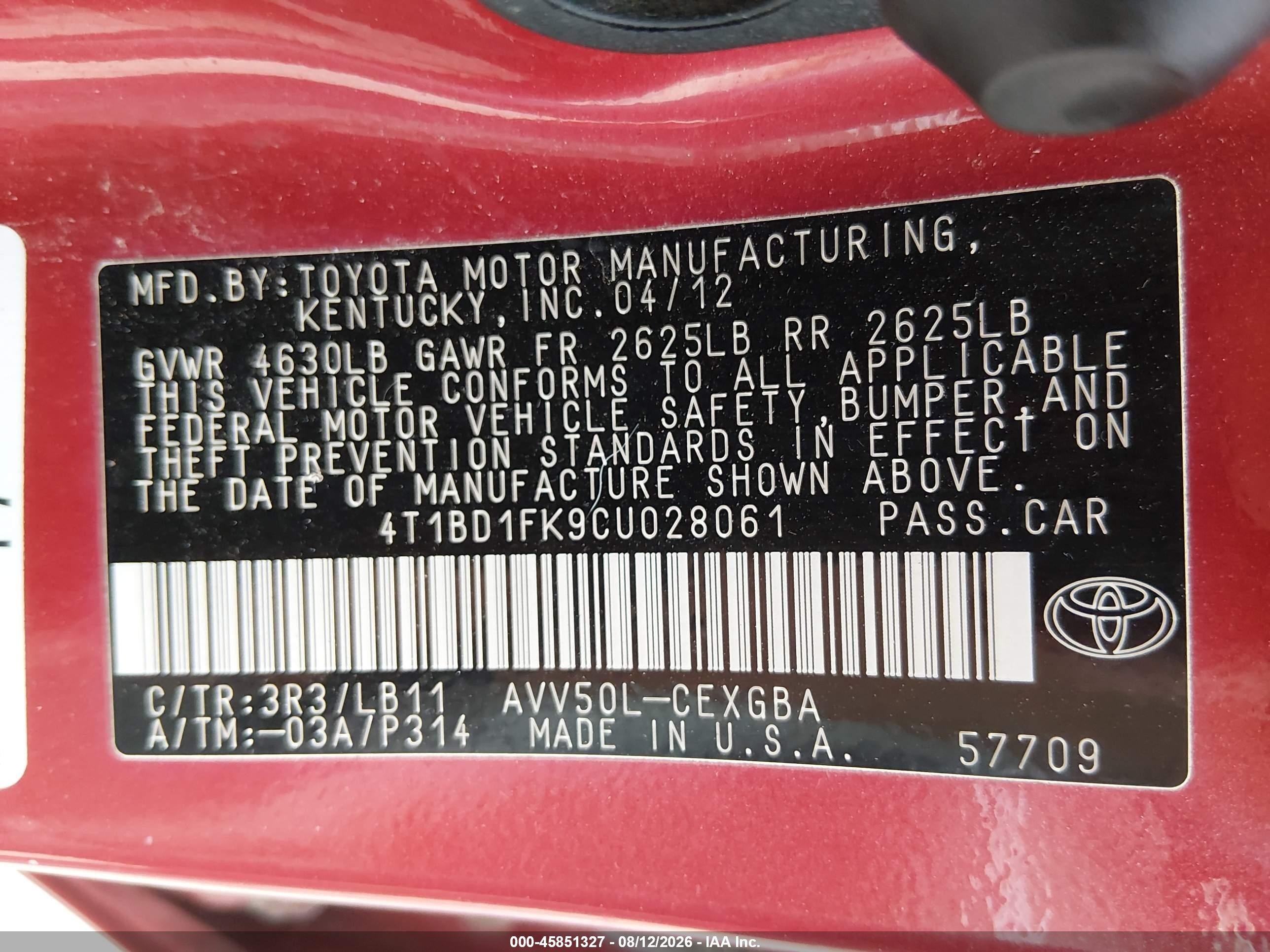 2012 Toyota Camry Hybrid Xle Red vin: 4T1BD1FK9CU028061