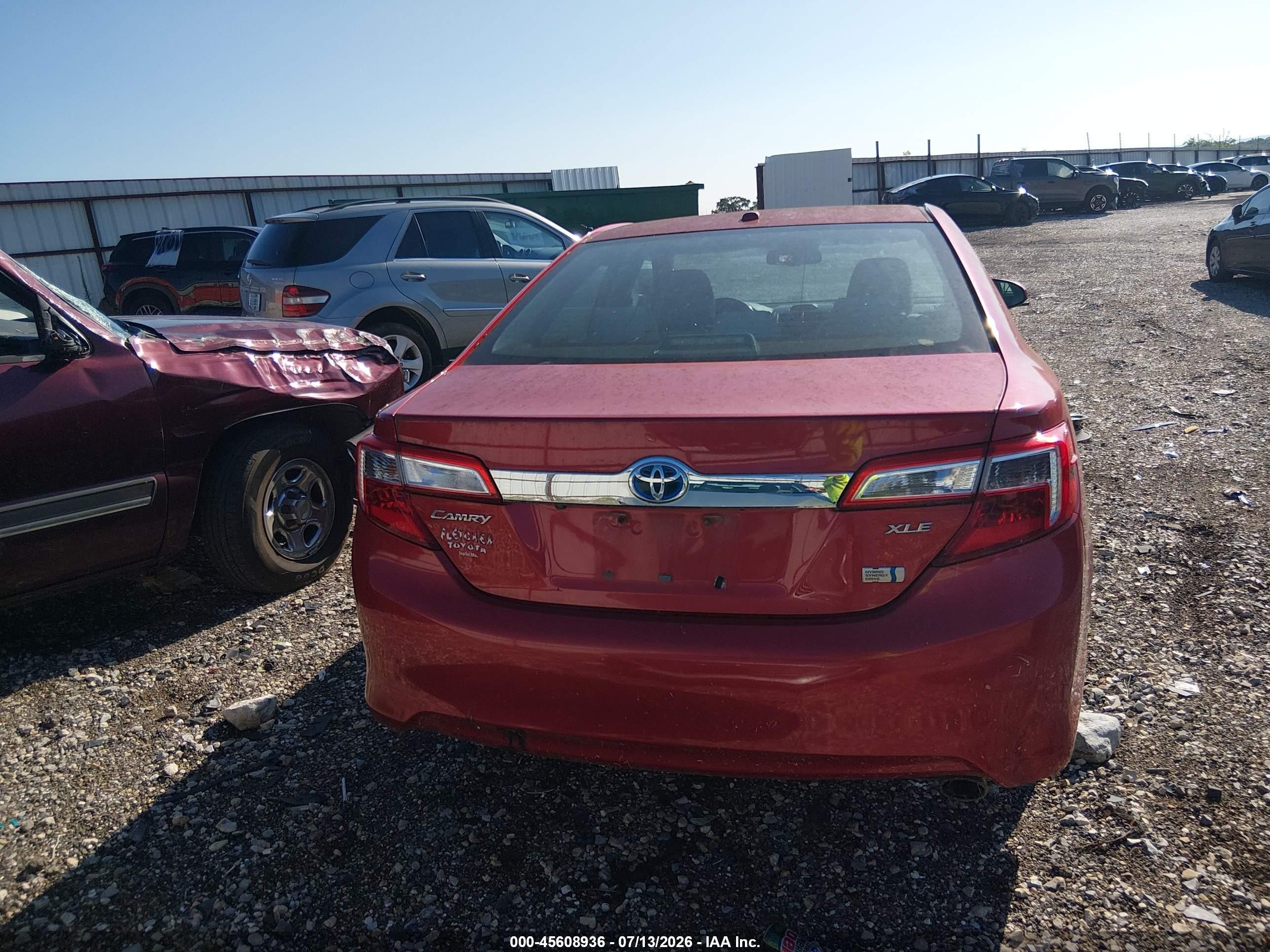 2012 Toyota Camry Hybrid Xle Red vin: 4T1BD1FK9CU045264