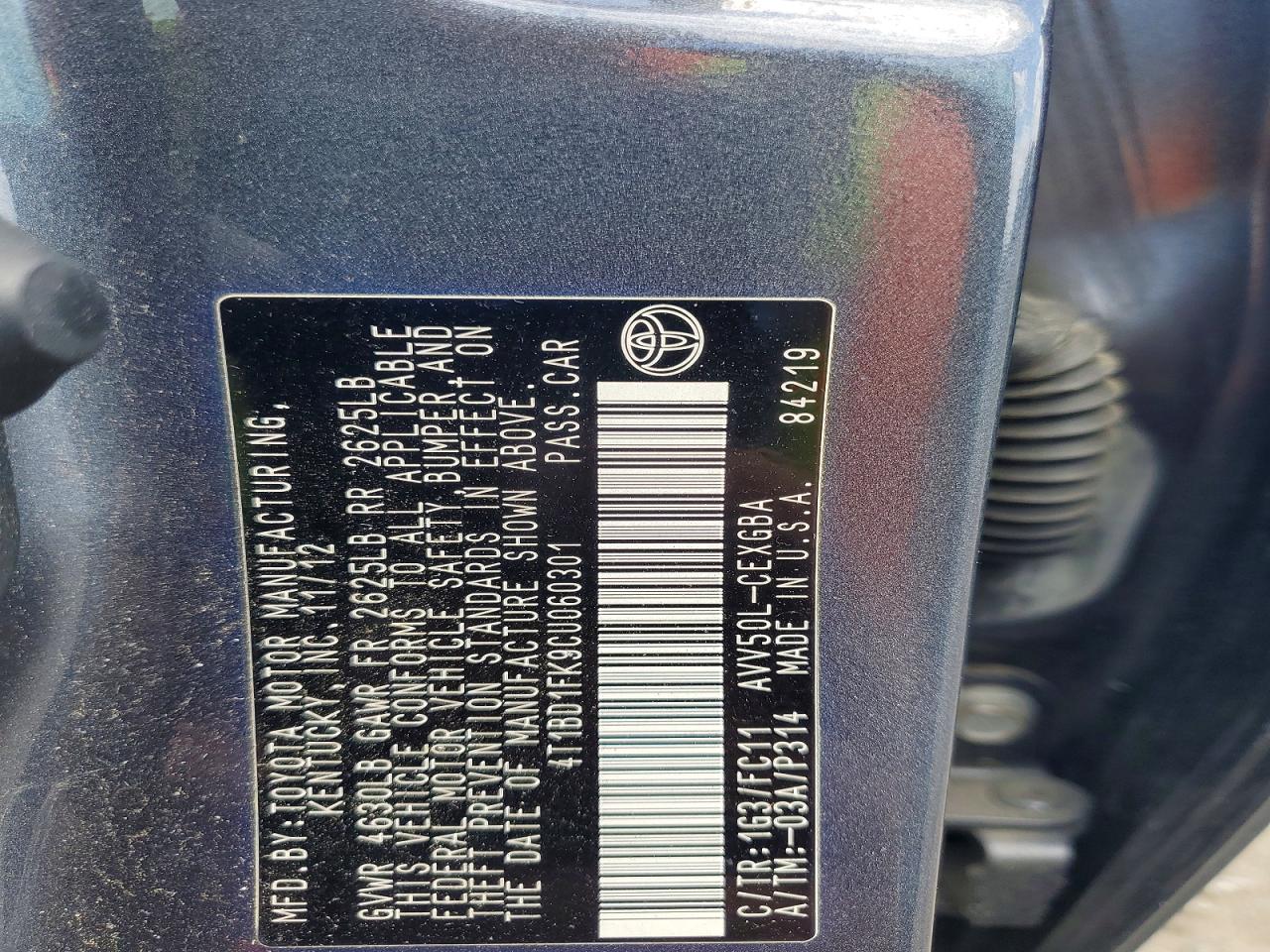 2012 Toyota Camry Hybrid Xle Charcoal vin: 4T1BD1FK9CU060301