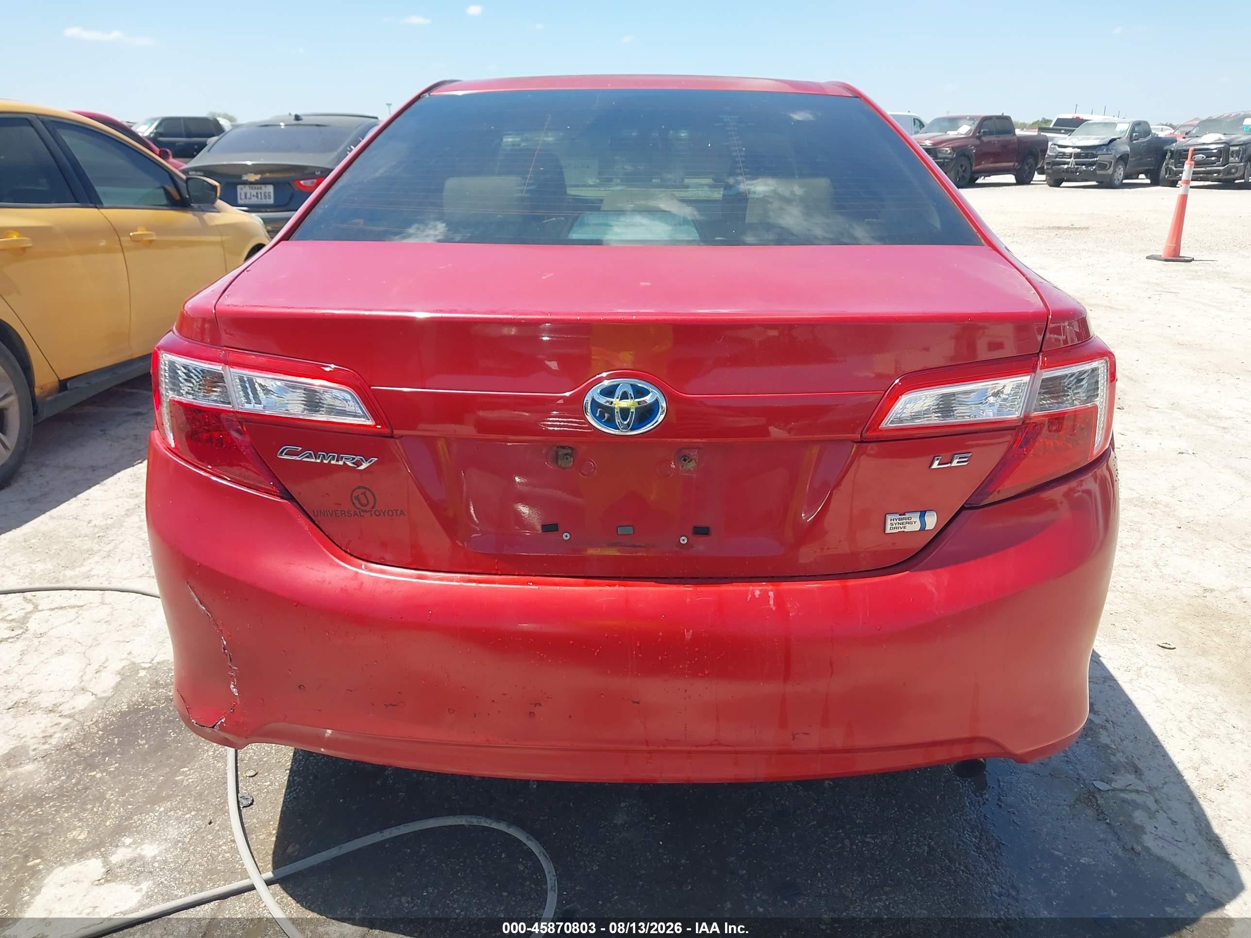 2013 Toyota Camry Hybrid Le Red vin: 4T1BD1FK9DU074264