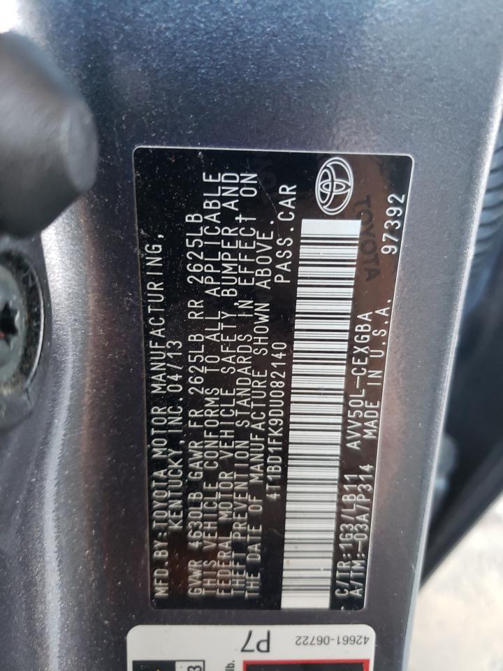 2013 Toyota Camry Hybrid Gray vin: 4T1BD1FK9DU082140