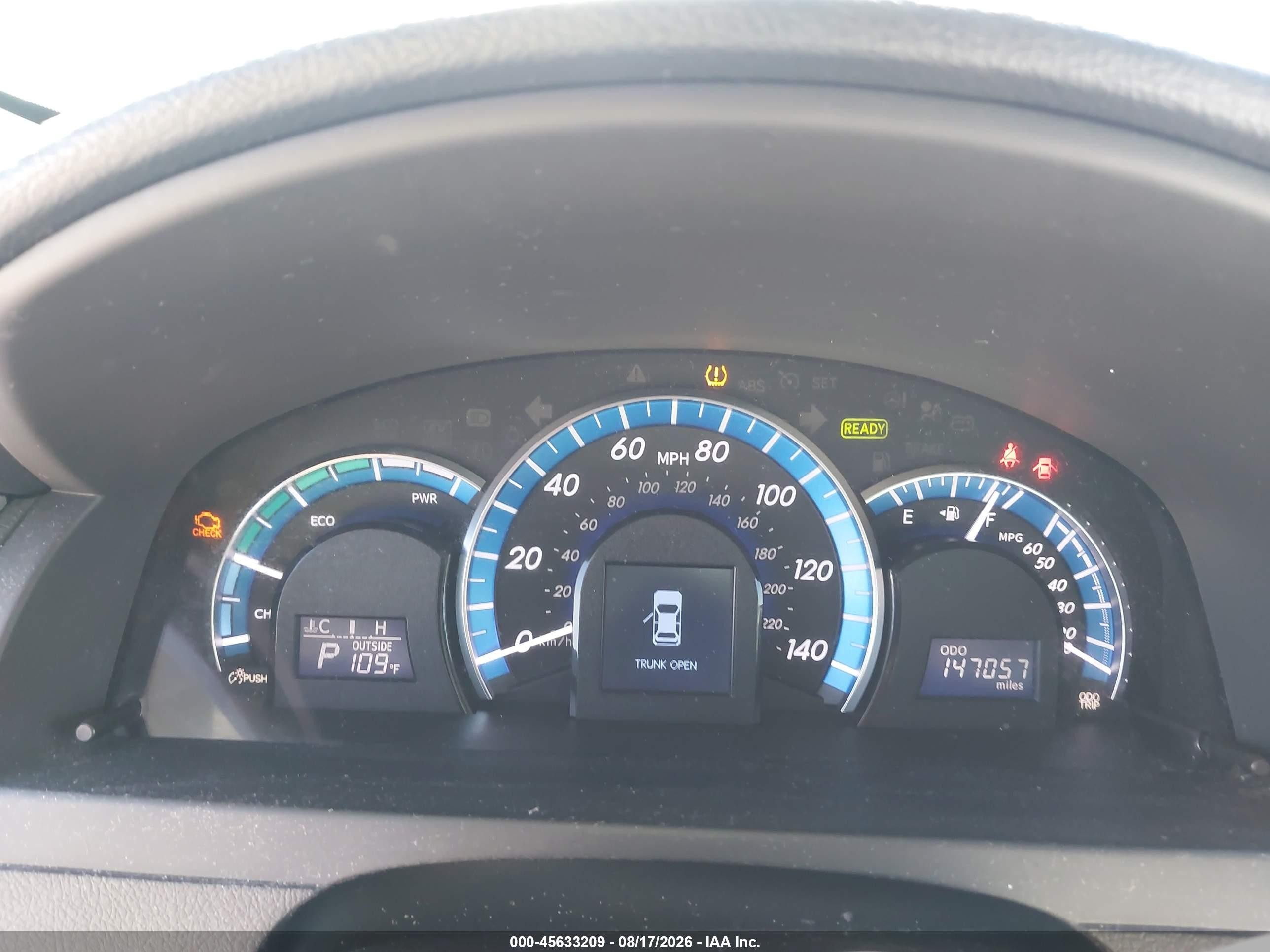 2013 Toyota Camry Hybrid Le Light Blue vin: 4T1BD1FK9DU086639