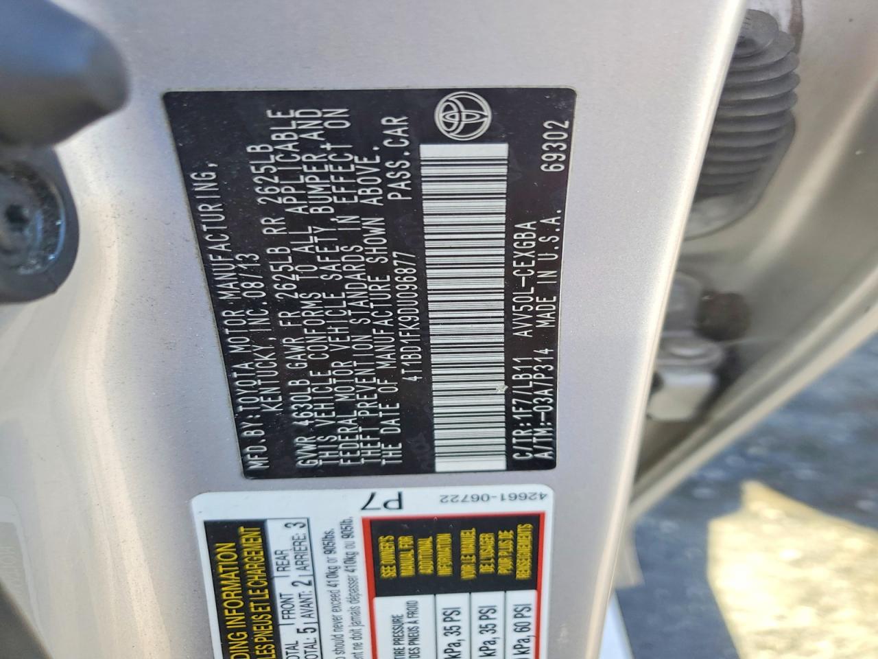 2013 Toyota Camry Hybrid Xle Gray vin: 4T1BD1FK9DU096877
