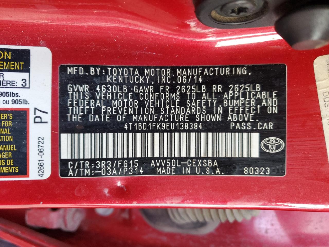 2014 Toyota Camry Красный vin: 4T1BD1FK9EU138384