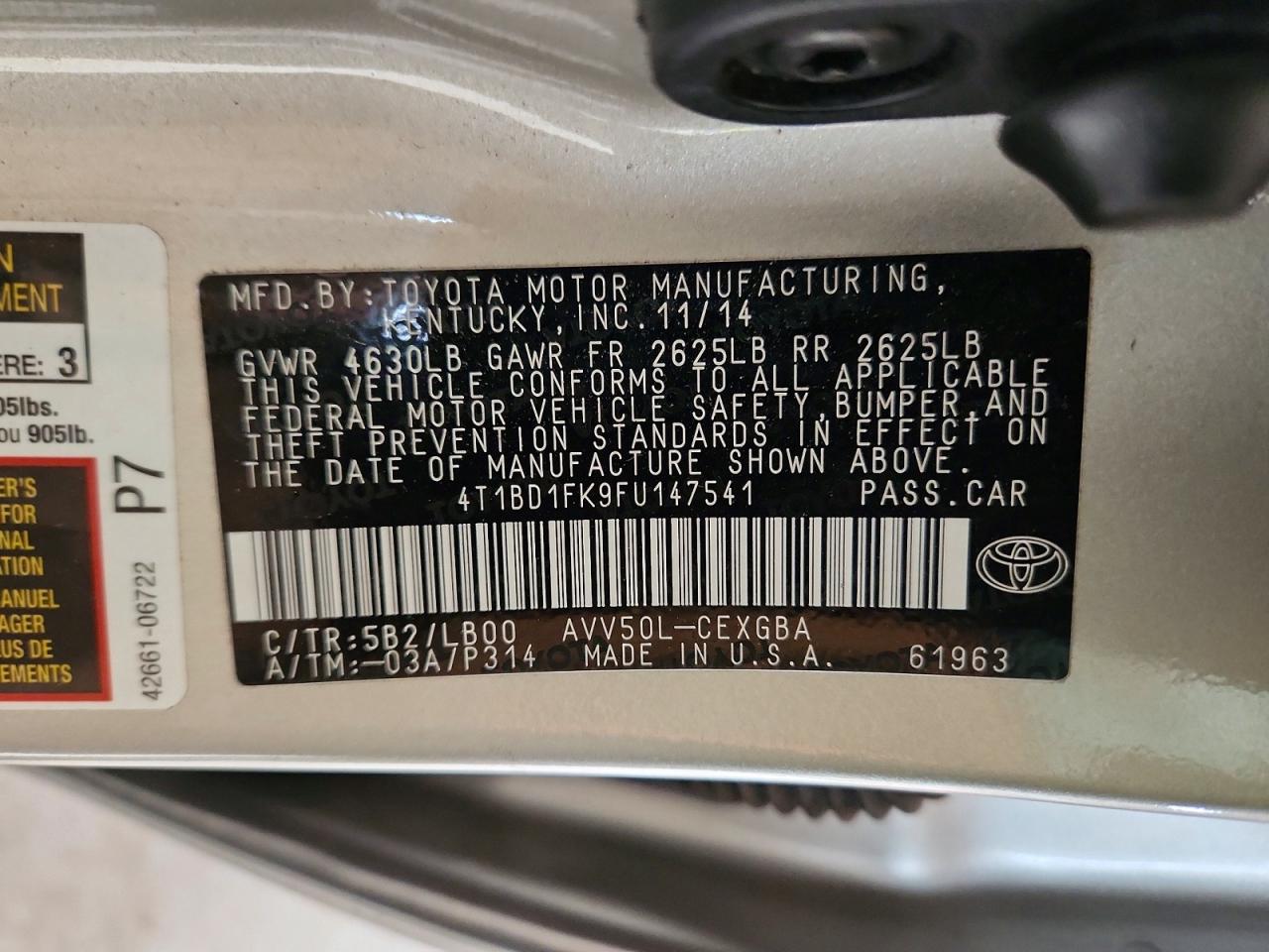 2015 Toyota Camry Hybrid Xle Tan vin: 4T1BD1FK9FU147541