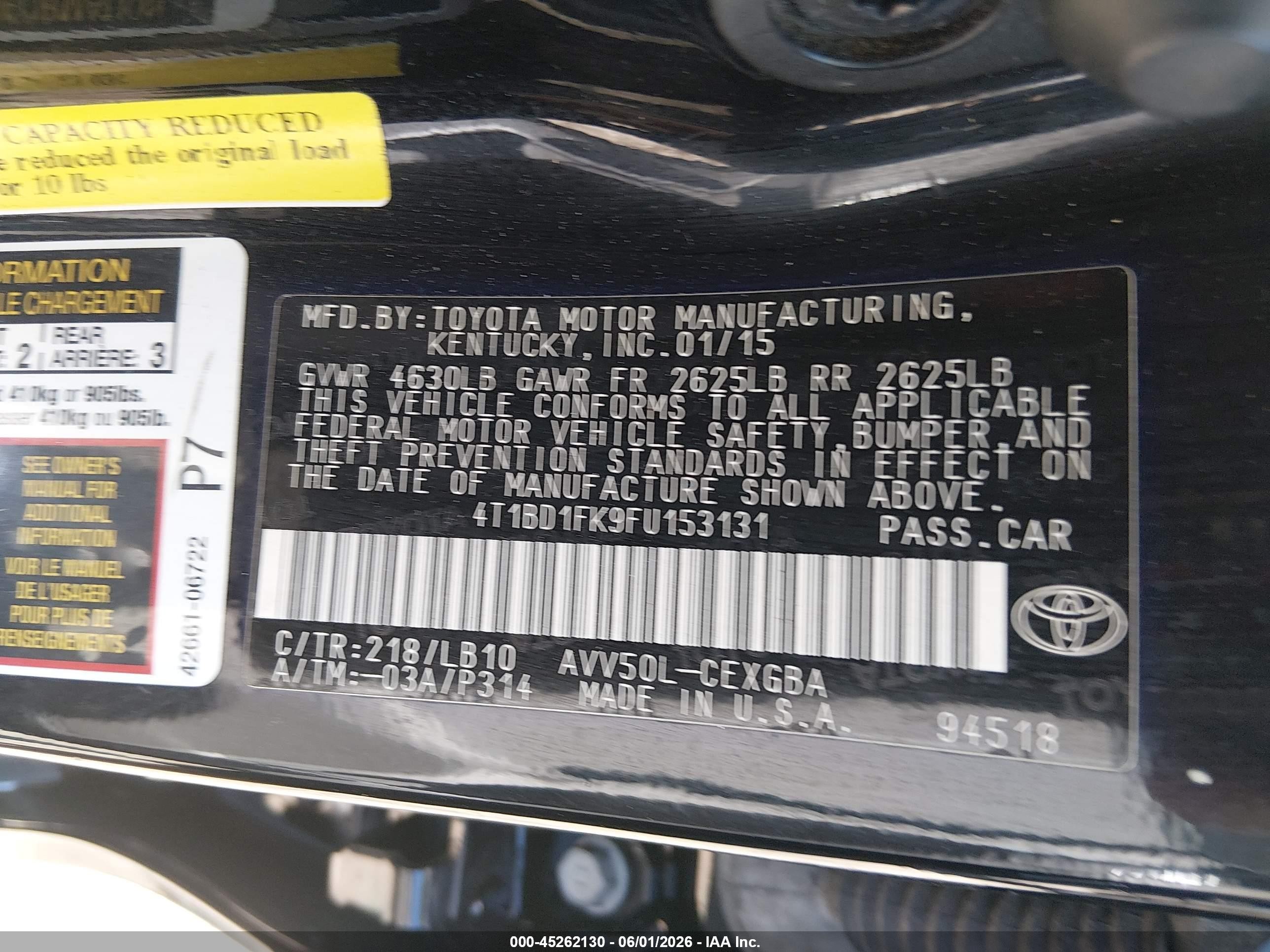 2015 Toyota Camry Hybrid Xle Black vin: 4T1BD1FK9FU153131
