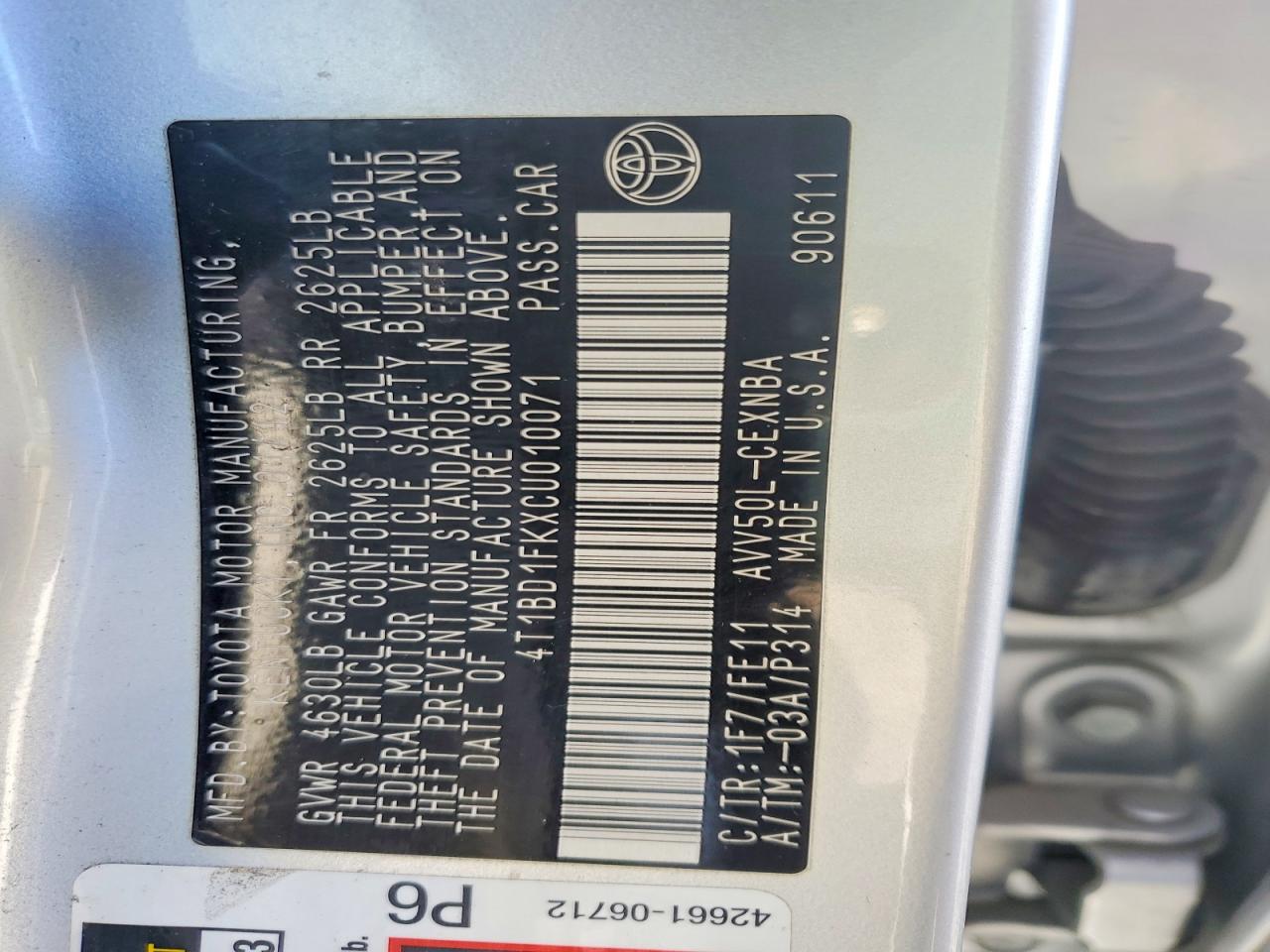 2012 Toyota Camry Hybrid Le Silver vin: 4T1BD1FKXCU010071