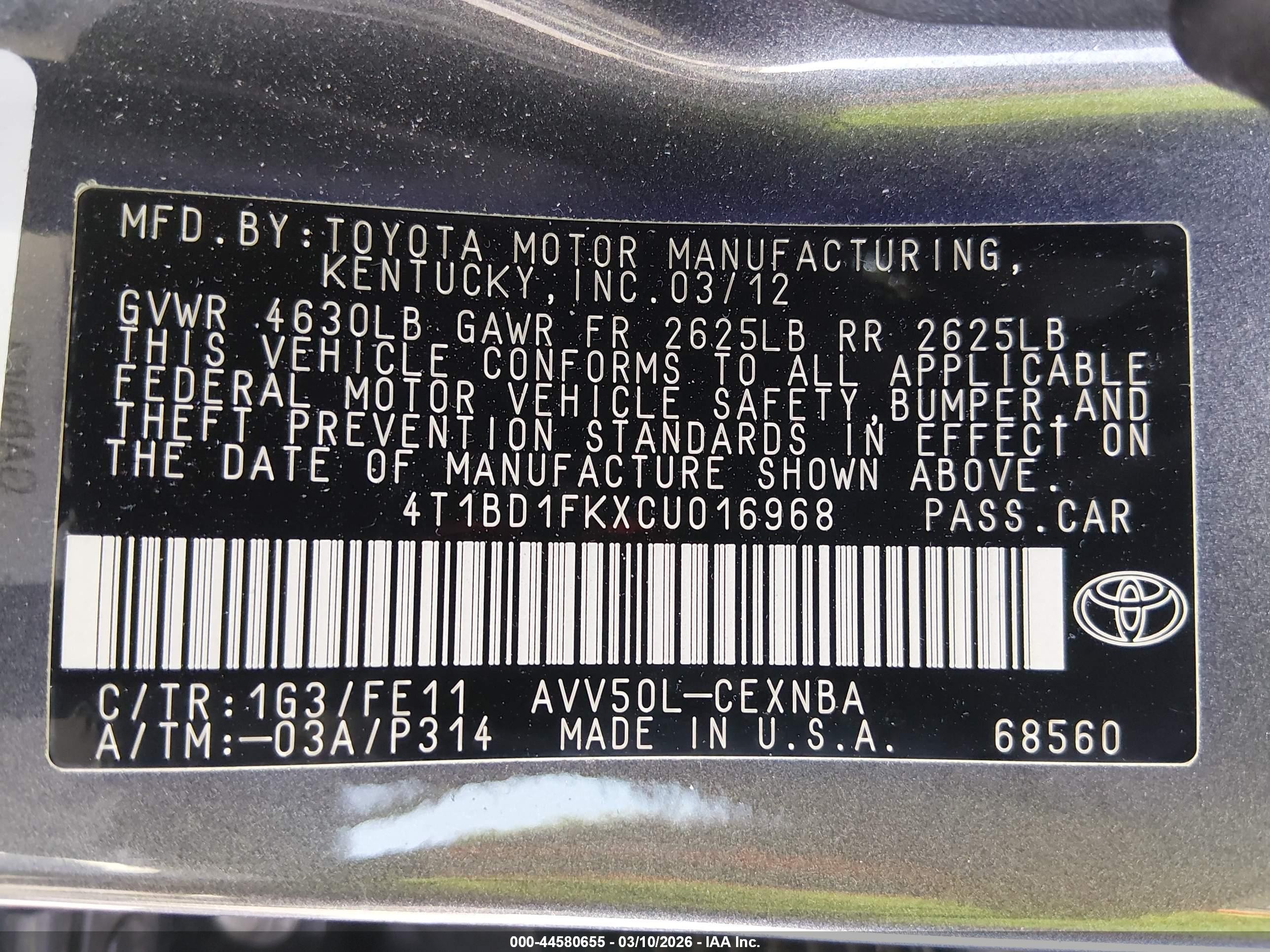 2012 Toyota Camry Hybrid Le Gray vin: 4T1BD1FKXCU016968