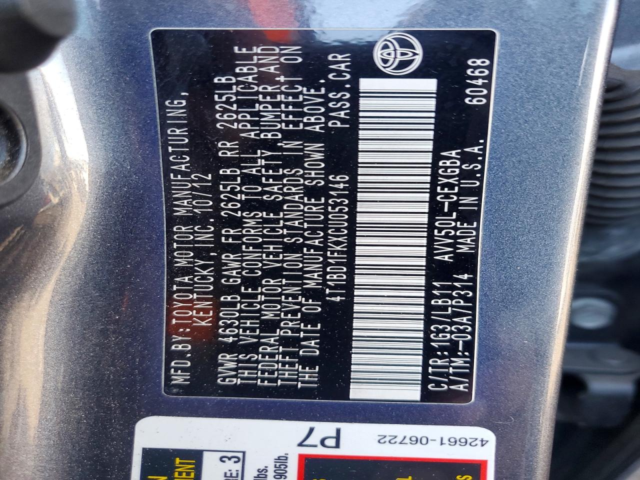 2012 Toyota Camry Hybrid Xle Gray vin: 4T1BD1FKXCU053146