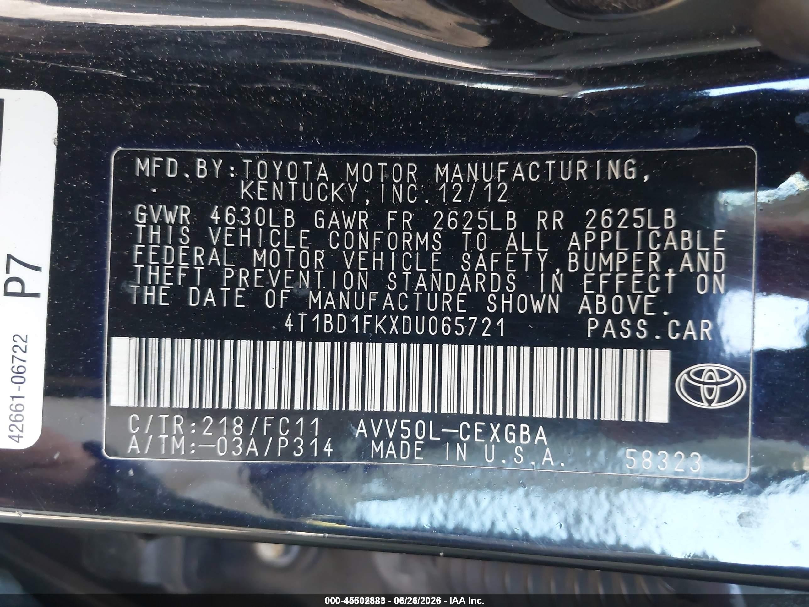 2013 Toyota Camry Hybrid Xle Black vin: 4T1BD1FKXDU065721