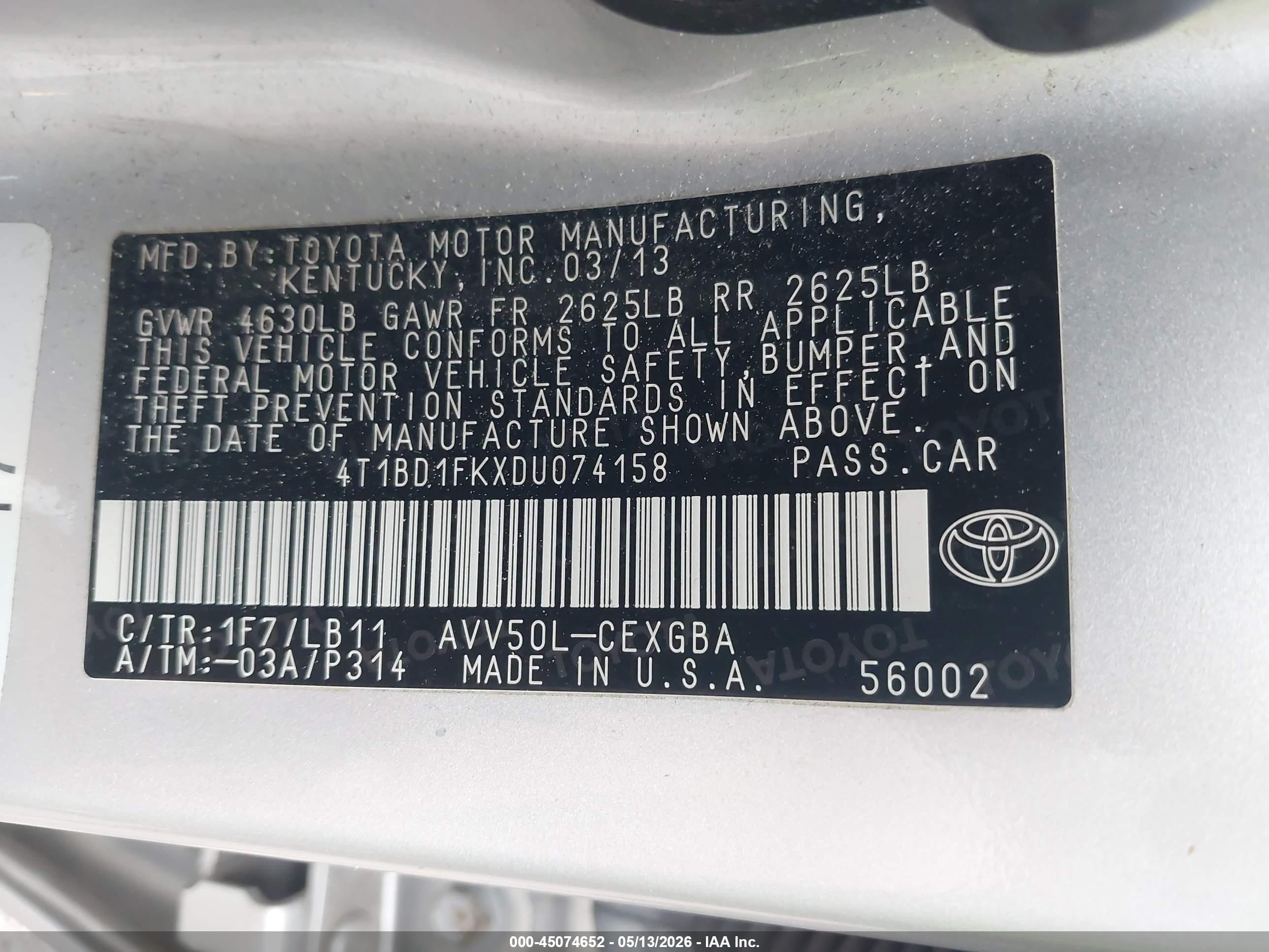 2013 Toyota Camry Hybrid Xle Silver vin: 4T1BD1FKXDU074158