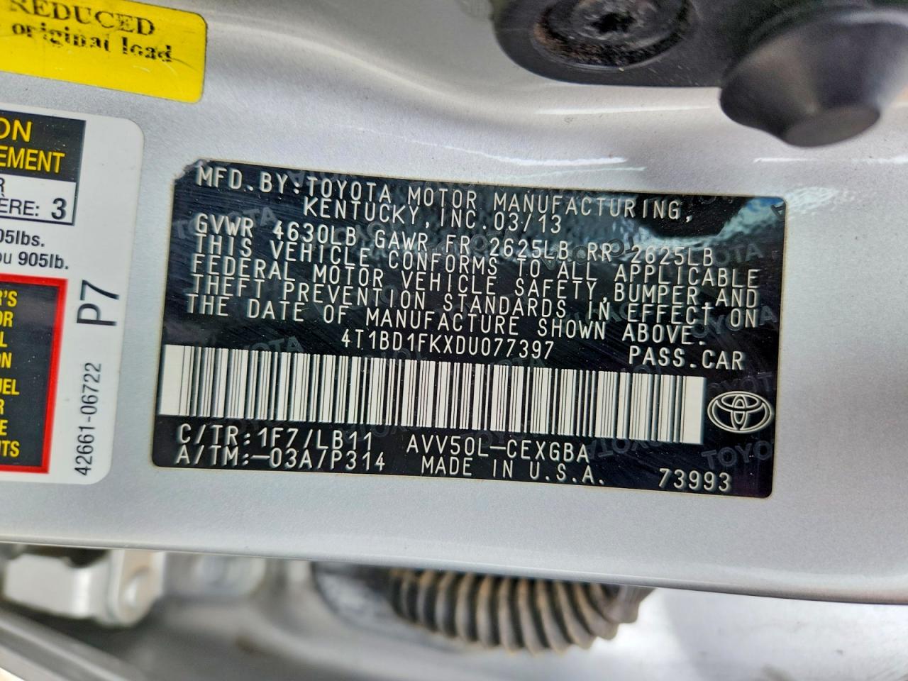 2013 Toyota Camry Hybrid Xle Silver vin: 4T1BD1FKXDU077397