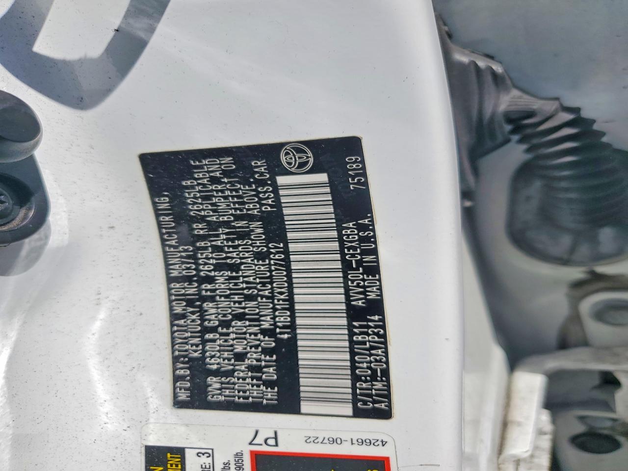 2013 Toyota Camry Hybrid Xle White vin: 4T1BD1FKXDU077612