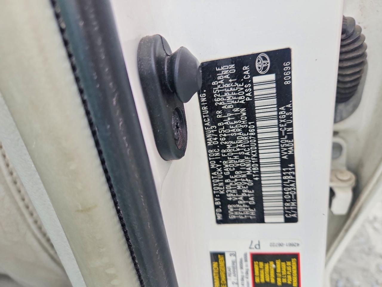 2013 Toyota Camry Hybrid Xle Белый vin: 4T1BD1FKXDU078601