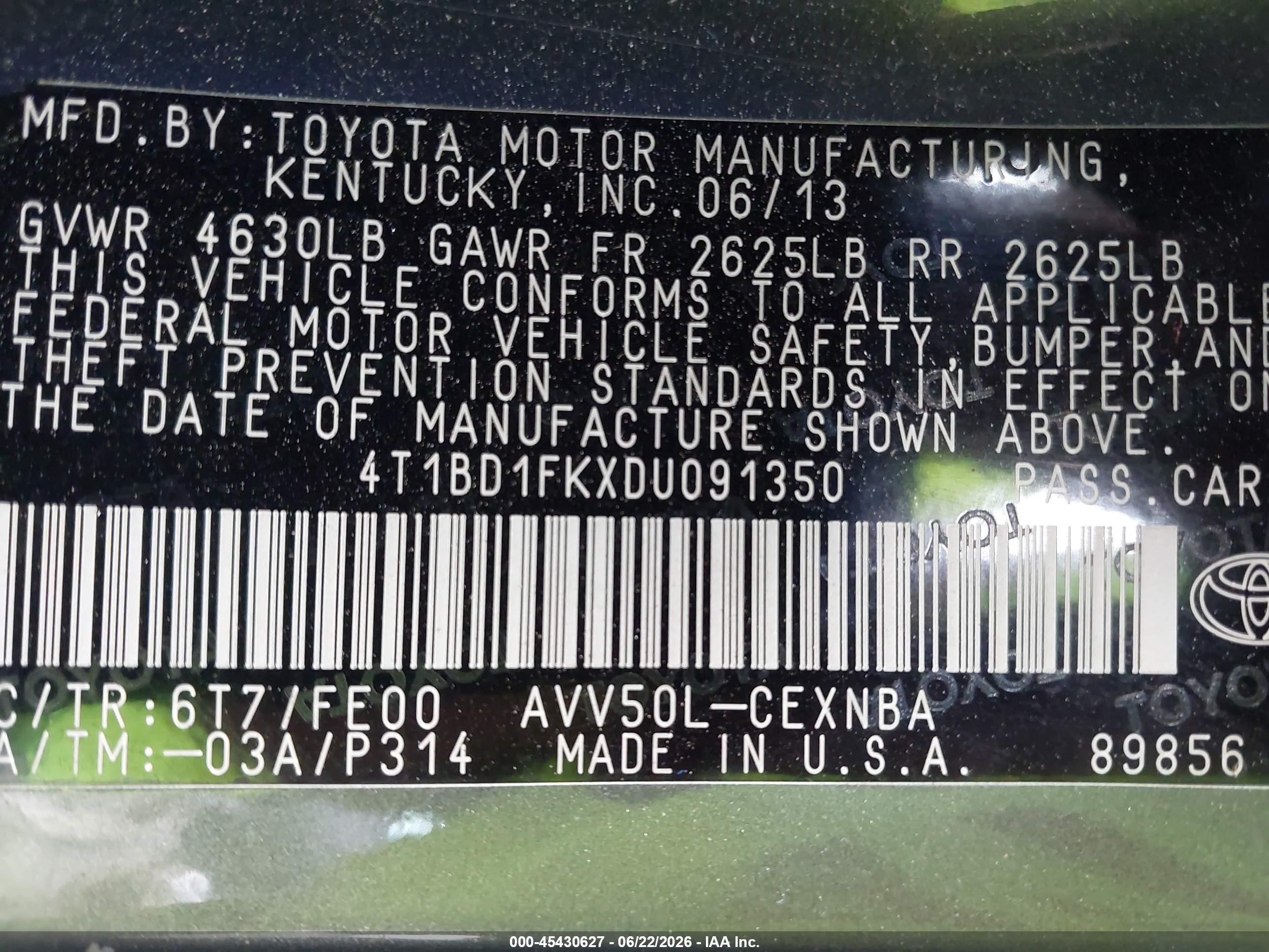 2013 Toyota Camry Hybrid Le Gold vin: 4T1BD1FKXDU091350