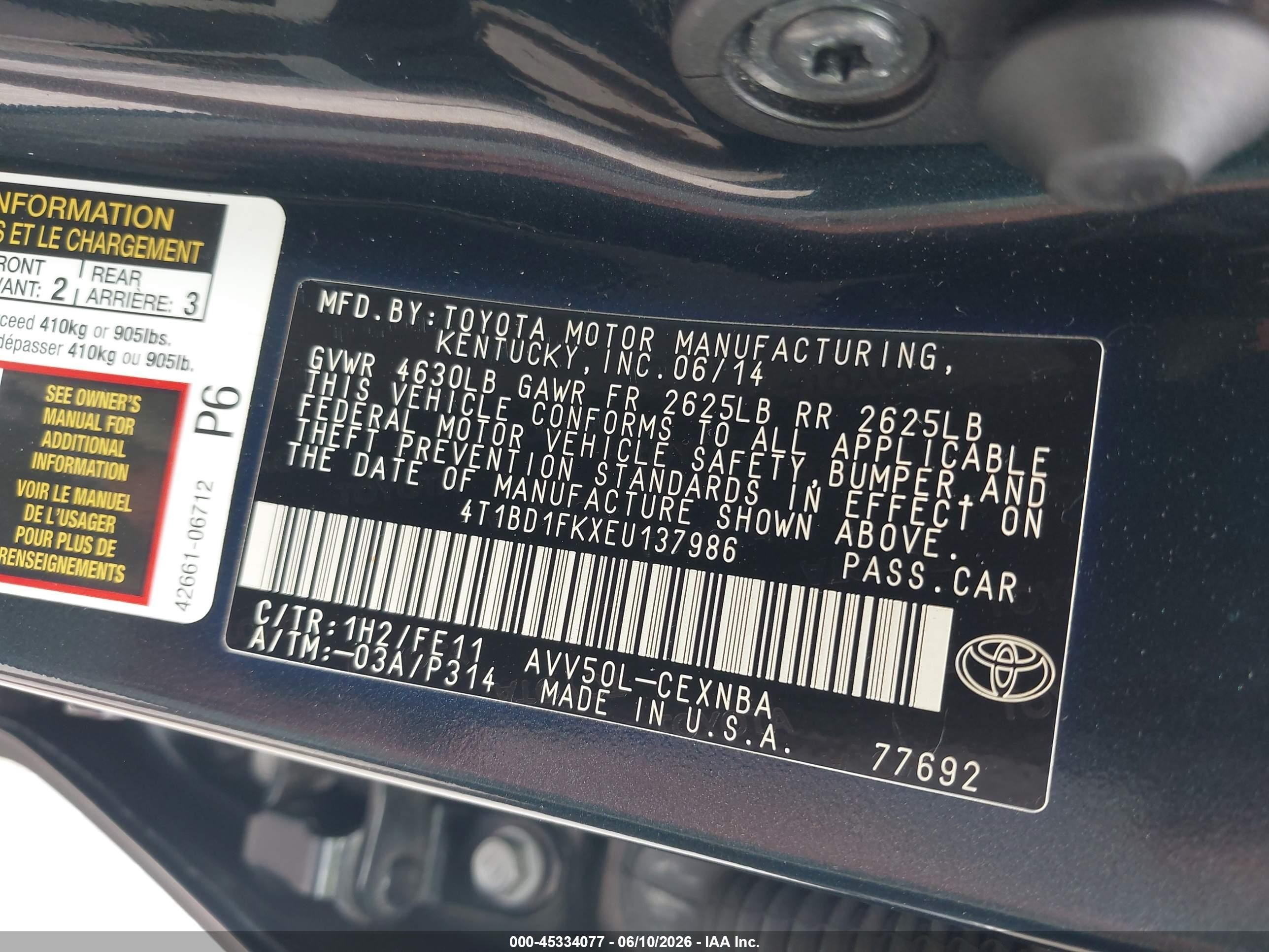 2014 Toyota Camry Hybrid Le Gray vin: 4T1BD1FKXEU137986