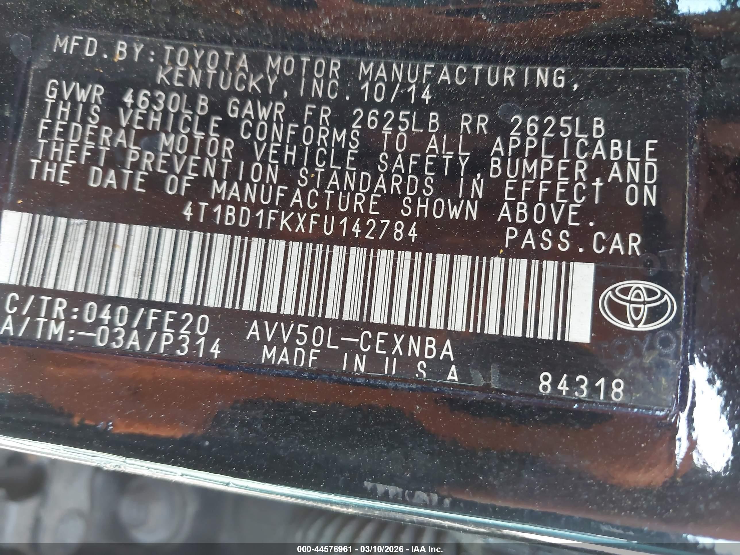 2015 Toyota Camry Hybrid Le Black vin: 4T1BD1FKXFU142784