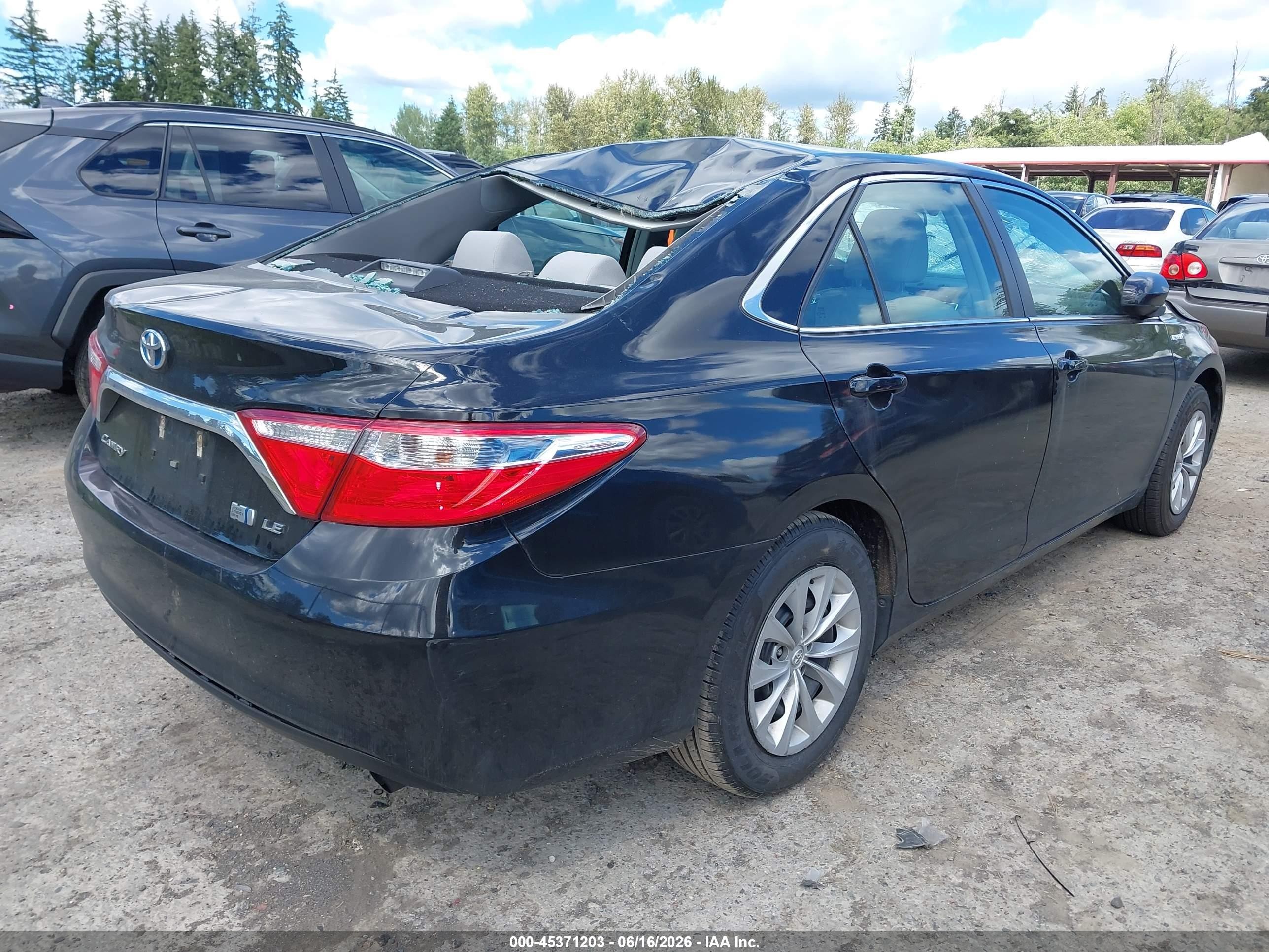 2015 Toyota Camry Hybrid Le Black vin: 4T1BD1FKXFU169287