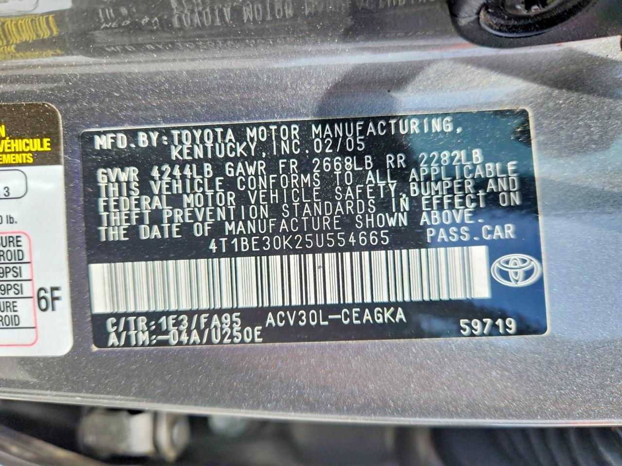 2005 Toyota Camry Xle Gray vin: 4T1BE30K25U554665