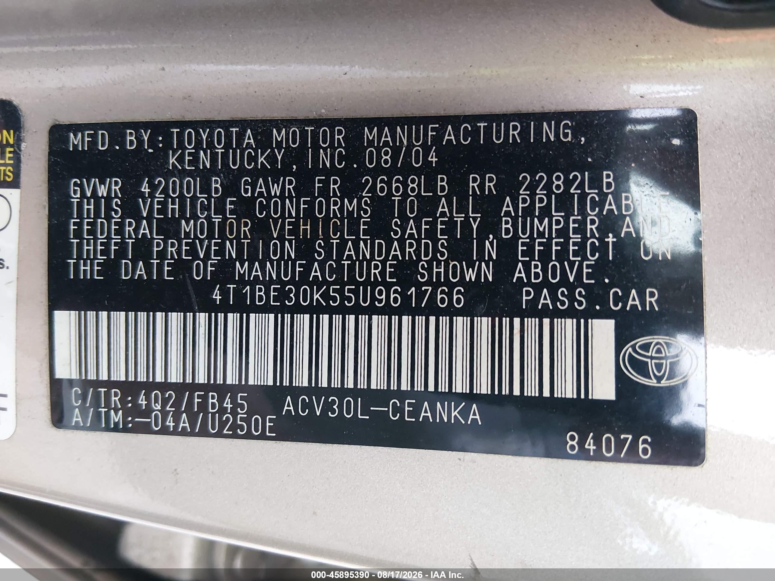 2005 Toyota Camry Le Бежевый vin: 4T1BE30K55U961766
