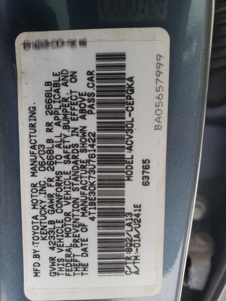 2003 Toyota Camry Le Синий vin: 4T1BE30K73U761422
