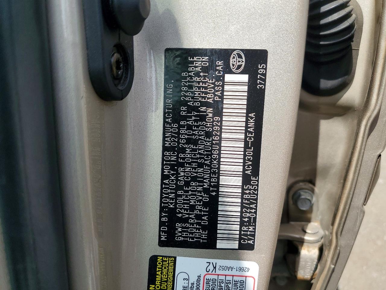 2006 Toyota Camry Le Beige vin: 4T1BE30K96U162929