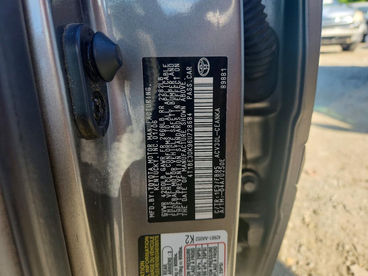 2006 Toyota Camry Le Серый vin: 4T1BE30K96U728684