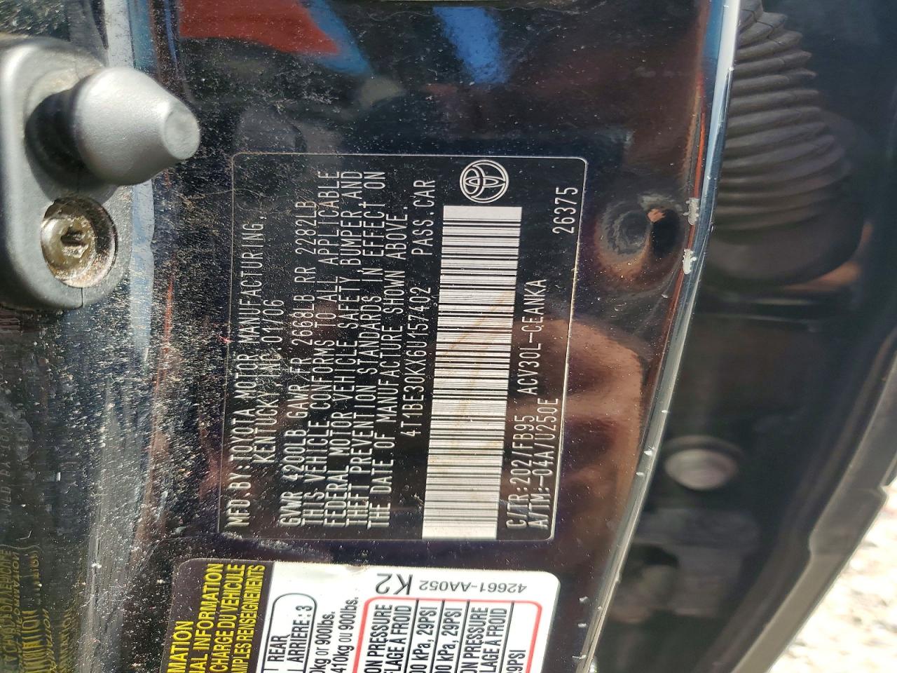 2006 Toyota Camry Le Black vin: 4T1BE30KX6U157402
