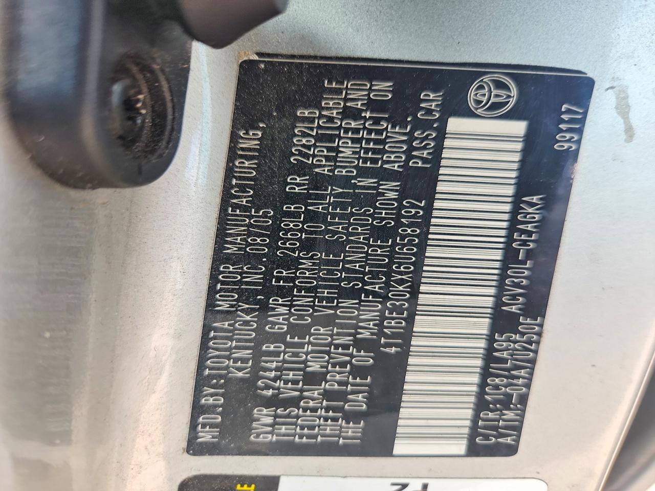 2006 Toyota Camry Xle Gray vin: 4T1BE30KX6U658192