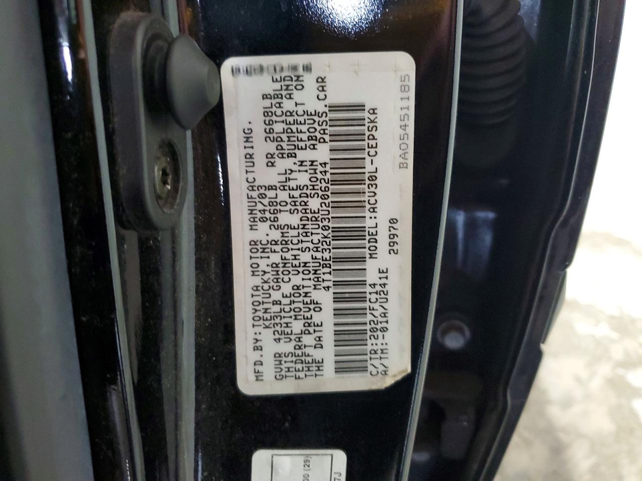 2003 Toyota Camry Se Gray vin: 4T1BE32K03U206244