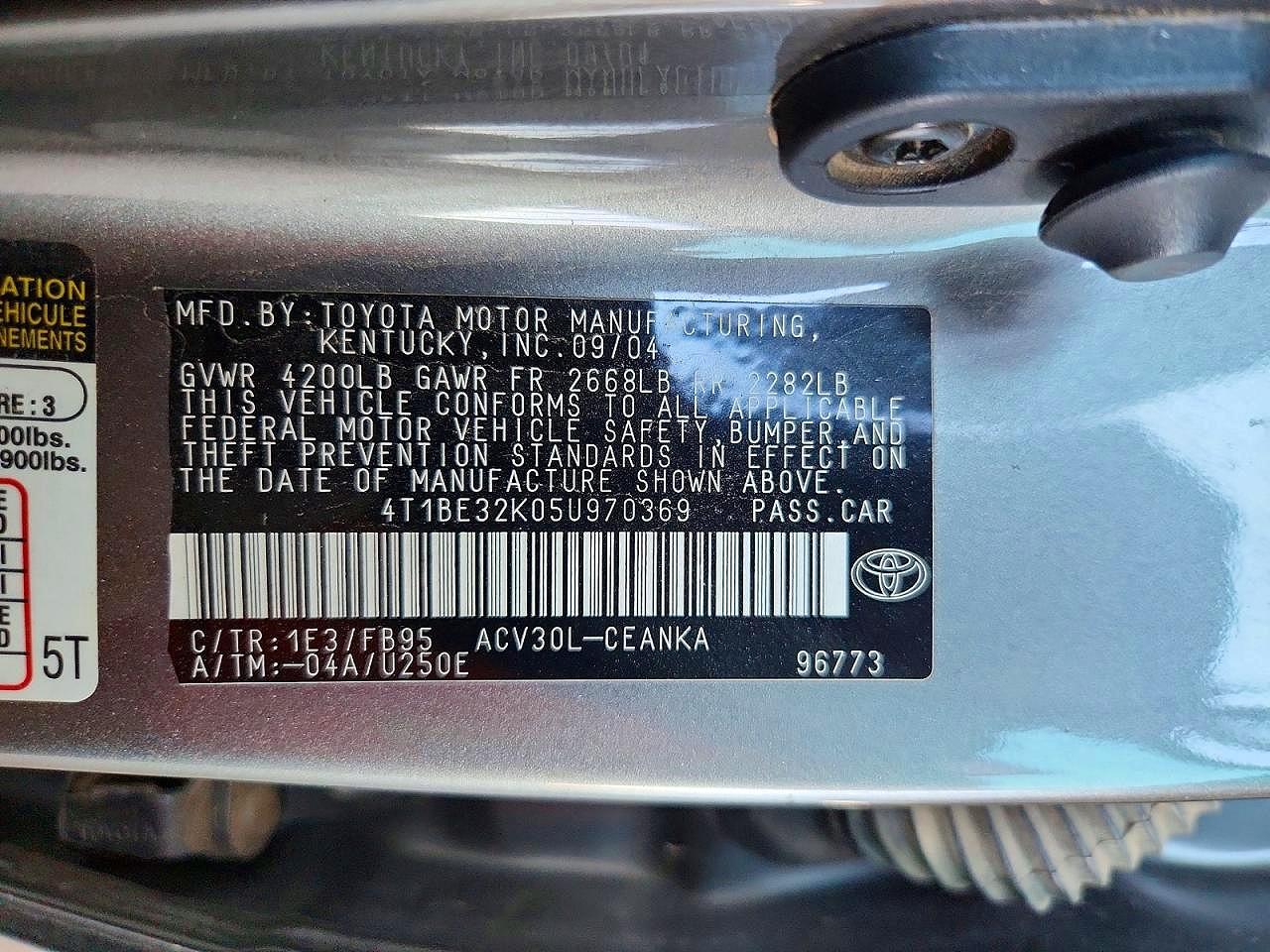 2005 Toyota Camry Standard Gray vin: 4T1BE32K05U970369