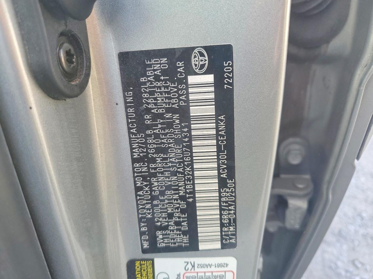 2006 Toyota Camry Le Золотой vin: 4T1BE32K16U714341